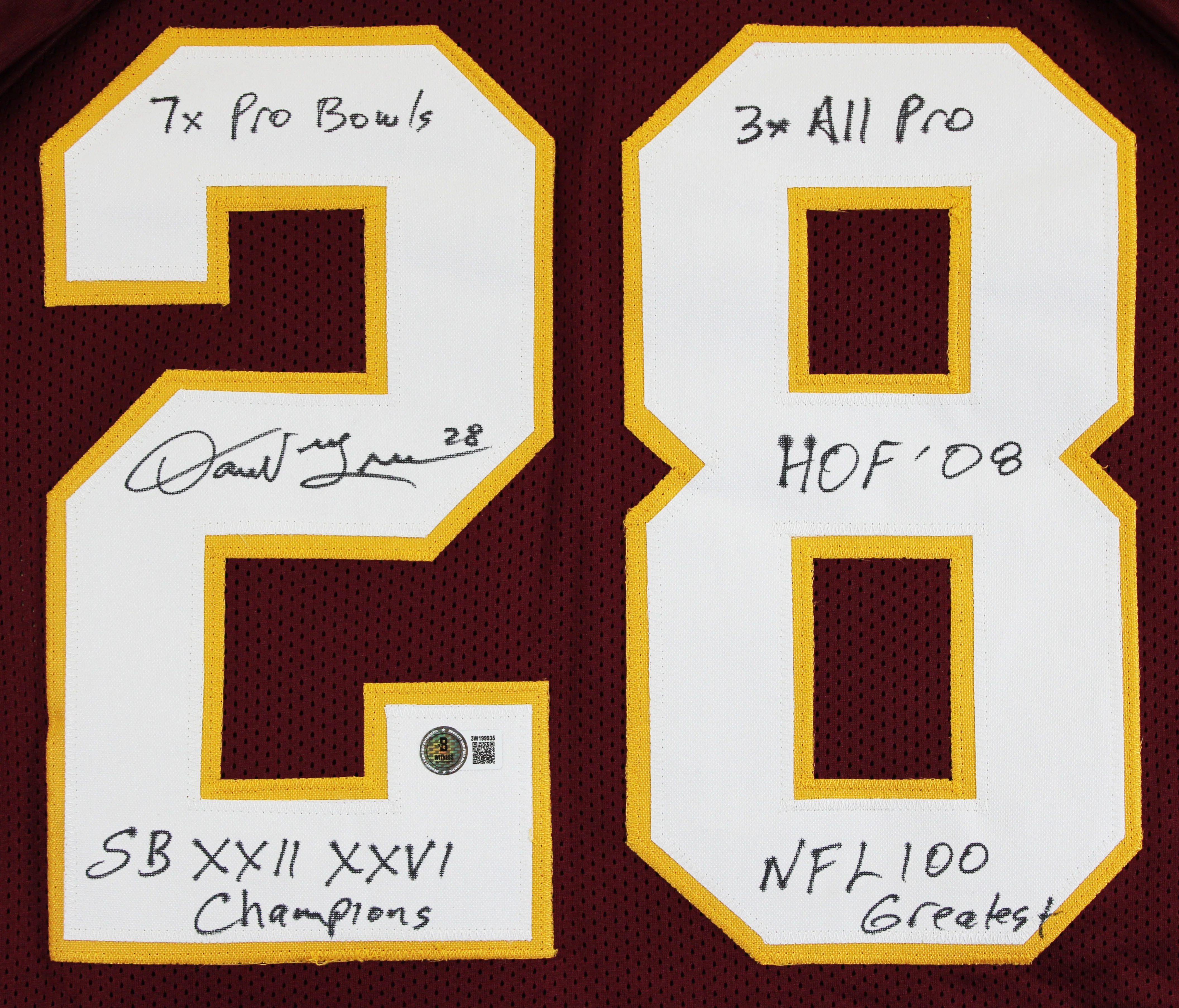 Darrell Green "Career Stat" Authentic Signed Maroon Pro Style Jersey BAS Witness - Image 3