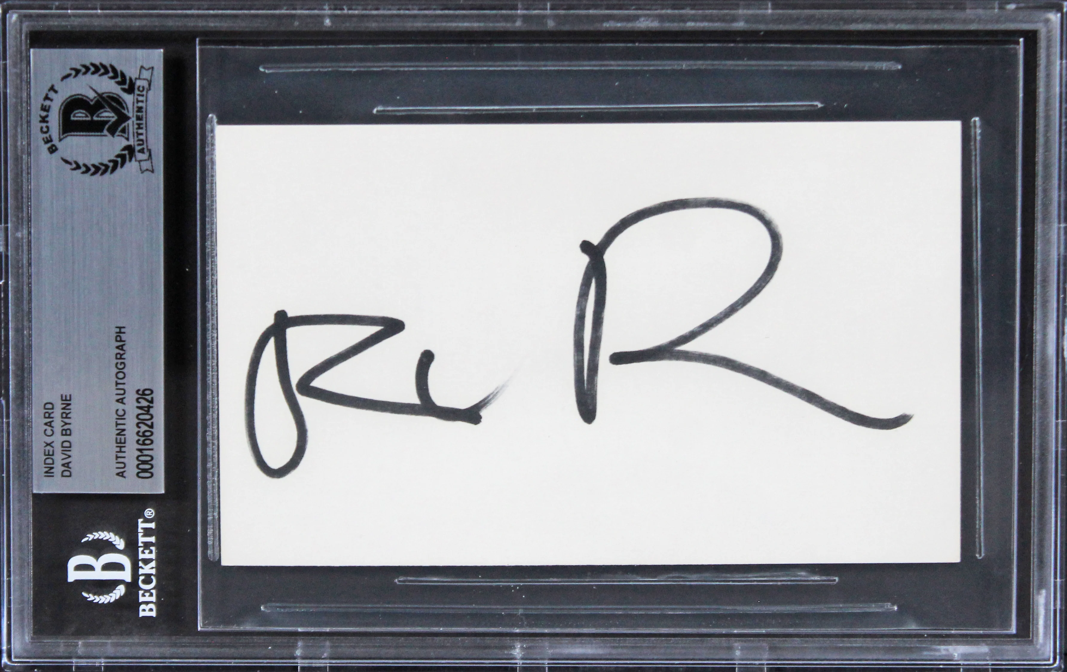 David Byrne Talking Heads Authentic Signed 3x5 Index Card BAS Slabbed 3 - Image 2