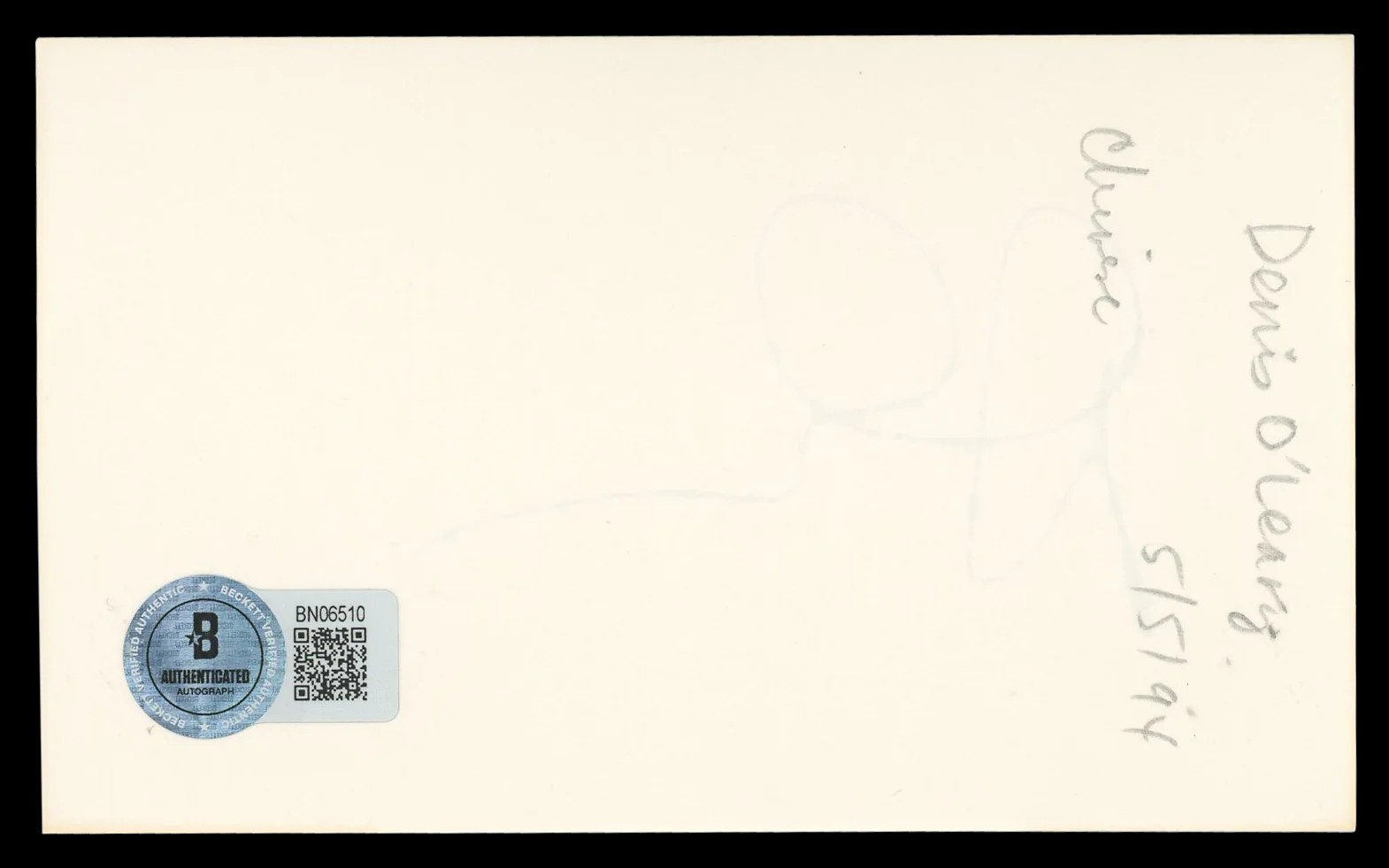 Denis Leary Rescue Me Authentic Signed 3x5 Index Card Autographed BAS #BN06510 - Image 3