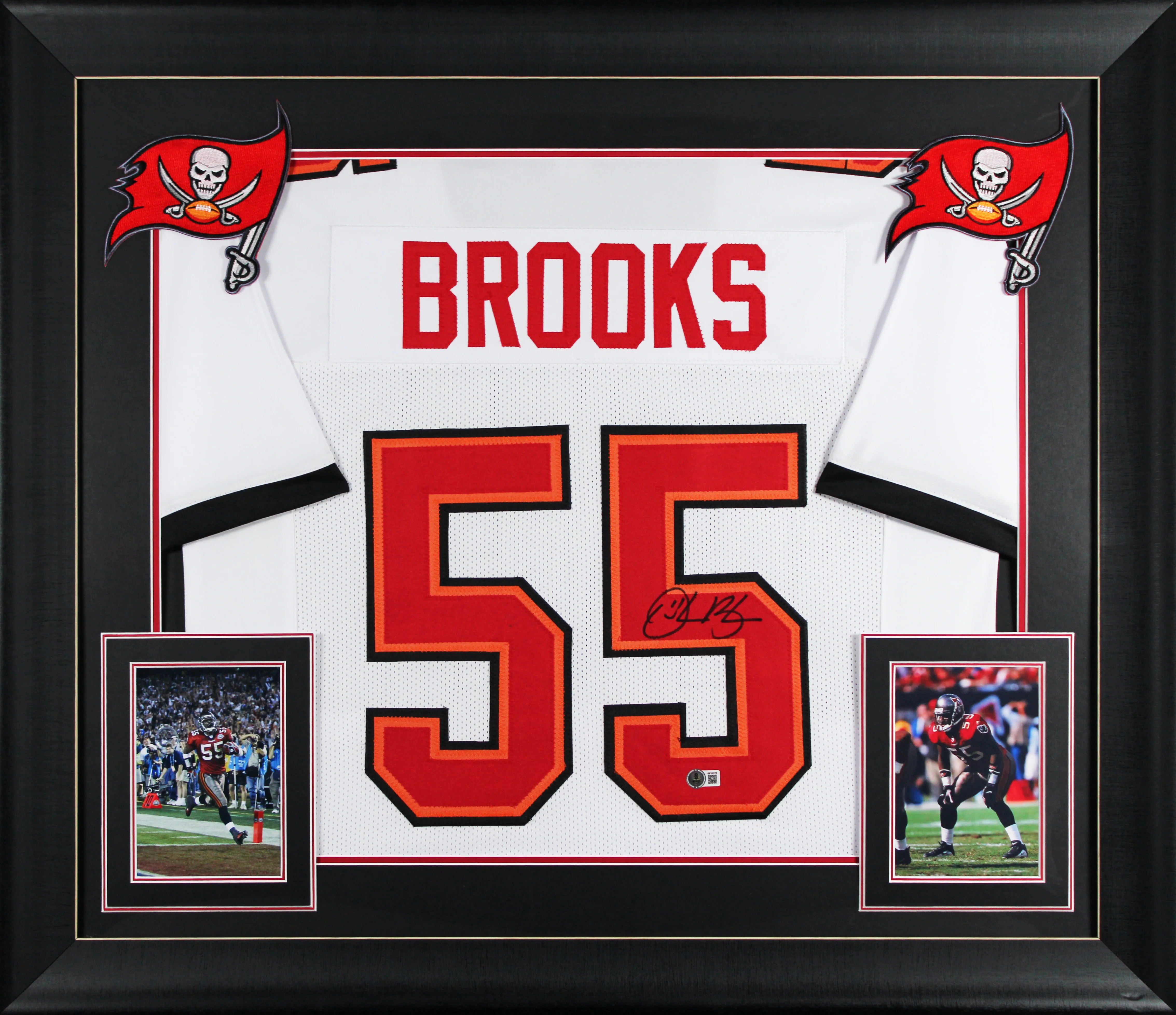 Derrick Brooks Authentic Signed White Pro Style Framed Jersey BAS Witnessed - Image 2