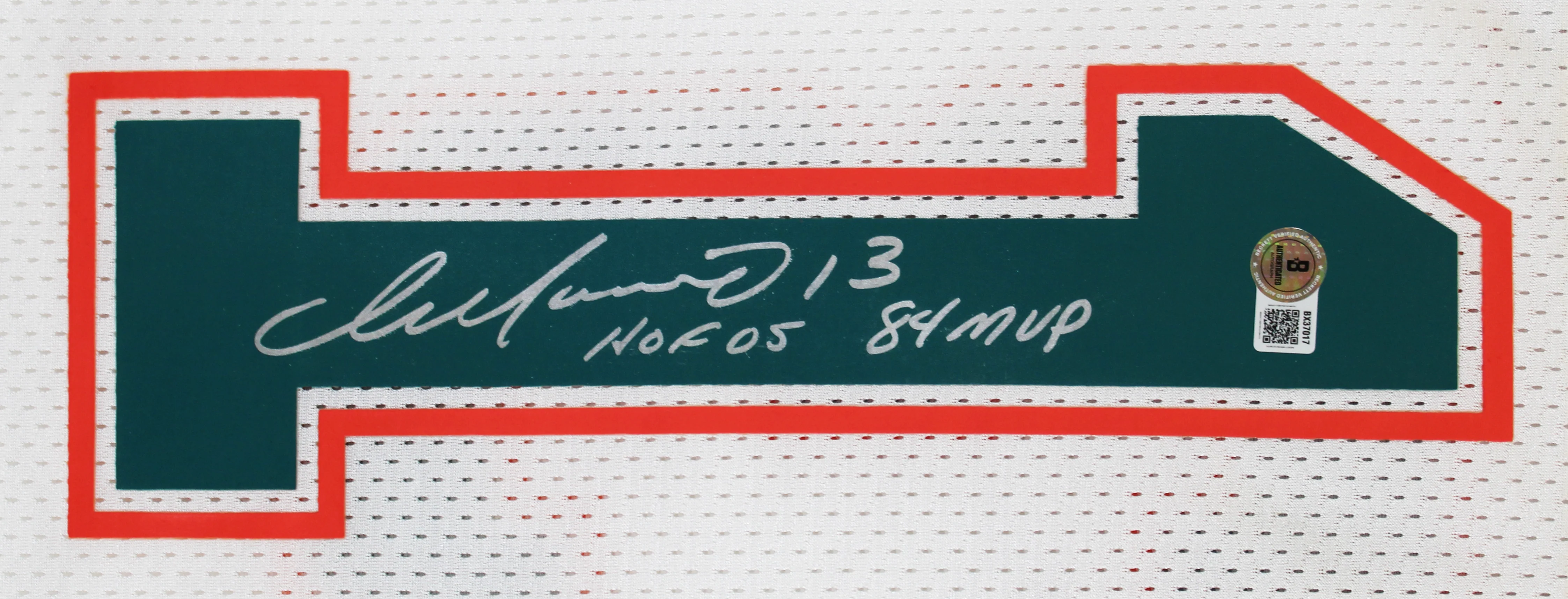 Dolphins Dan Marino "HOF MVP" Signed White 1990 TB Mitchell & Ness Jersey BAS 1 - Image 4
