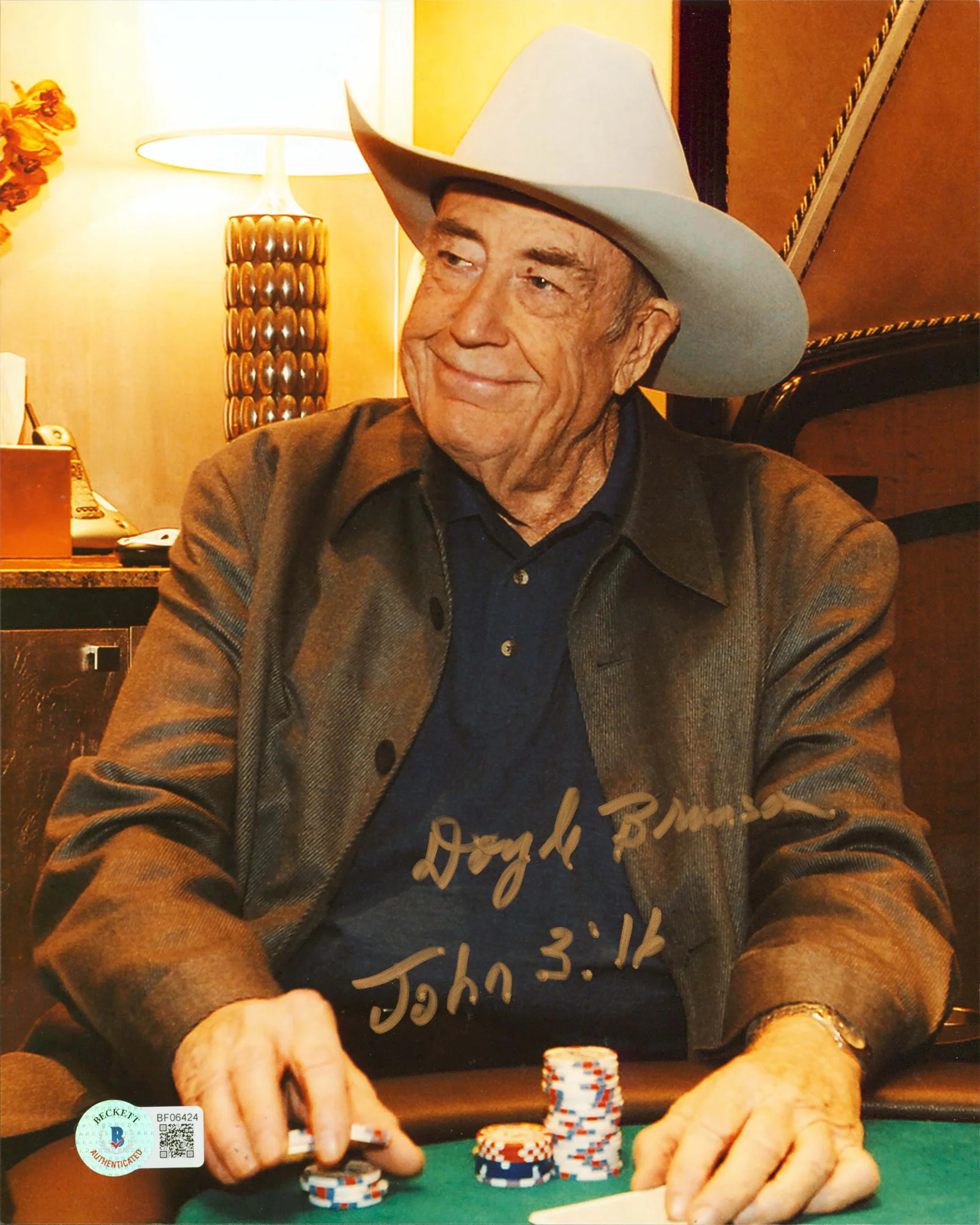 Doyle Brunson "John 3:16" Authentic Signed 8x10 Vertical Photo BAS #BF06424 - Image 2