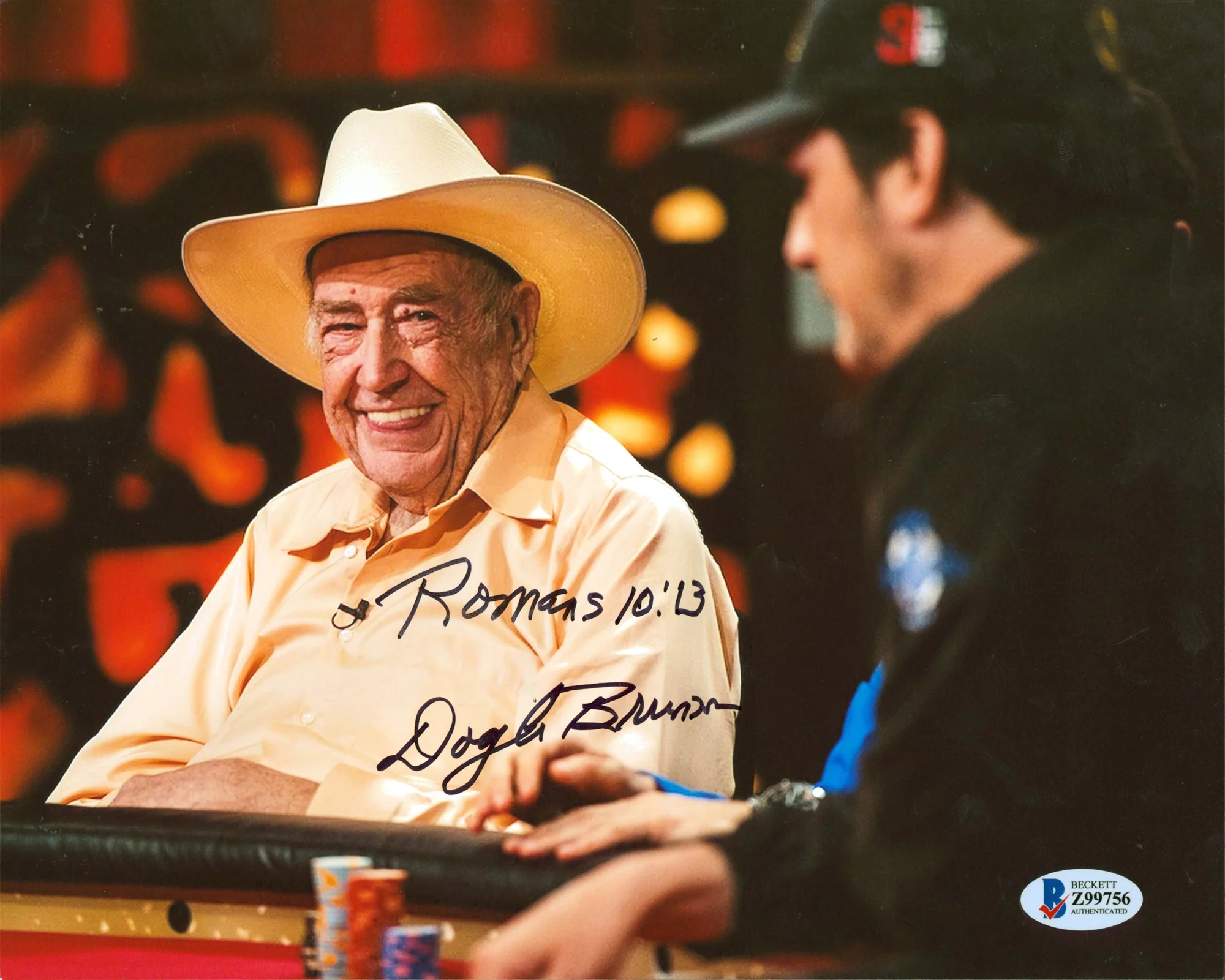 Doyle Brunson "Romans 10:13" Authentic Signed 8x10 Horizontal Photo BAS #Z99756 - Image 2