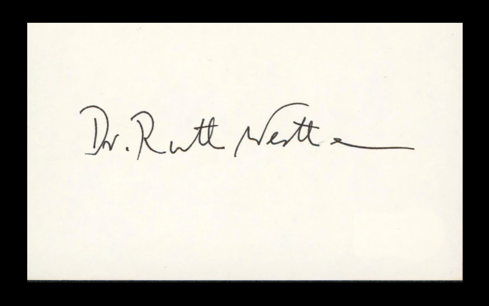 Dr. Ruth Westheimer Authentic Signed 3x5 Index Card Autographed BAS #BN89102