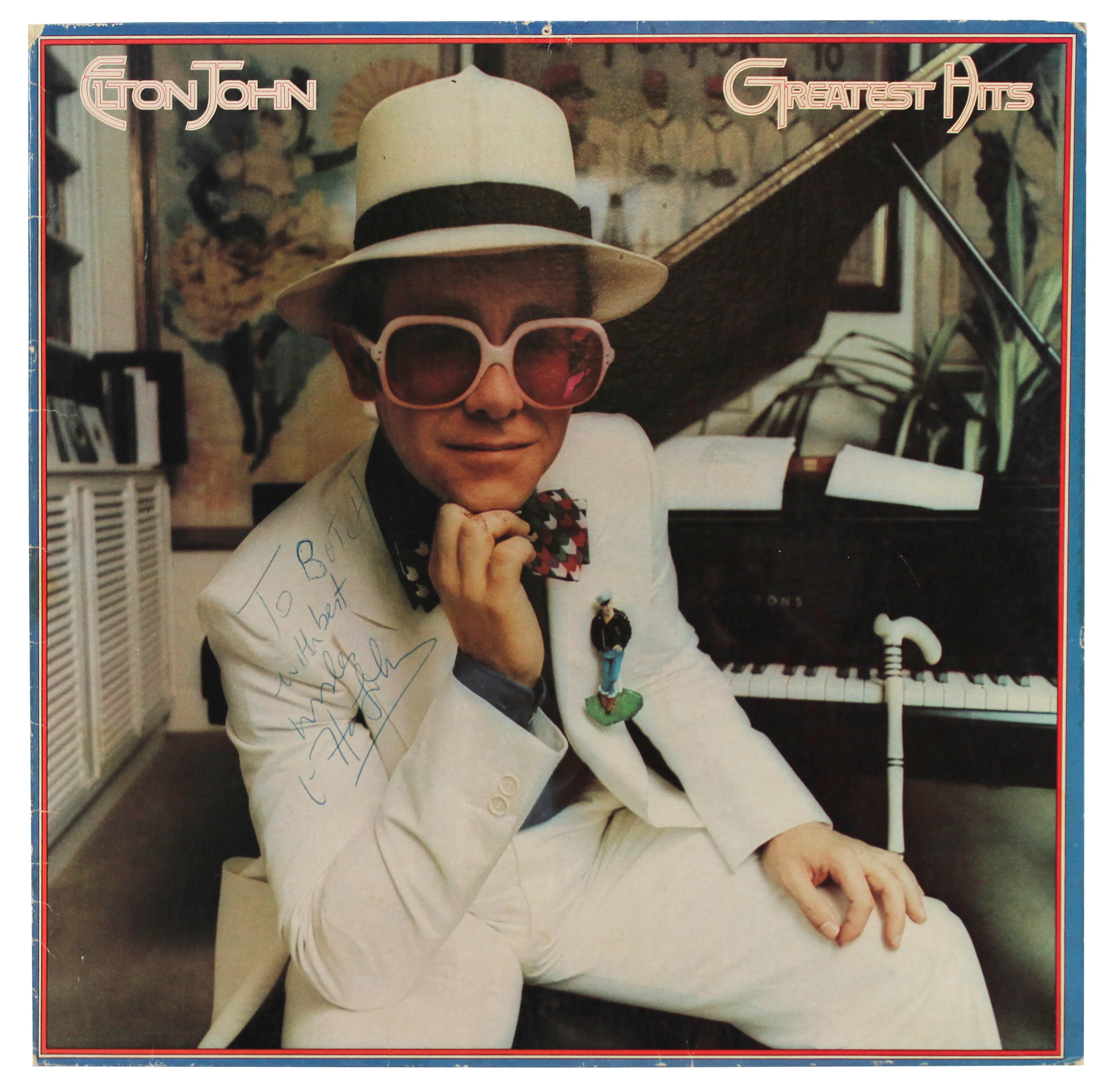 Elton John "Best Wishes" Authentic Signed Greatest Hits Album Cover BAS #AD85549 - Image 2