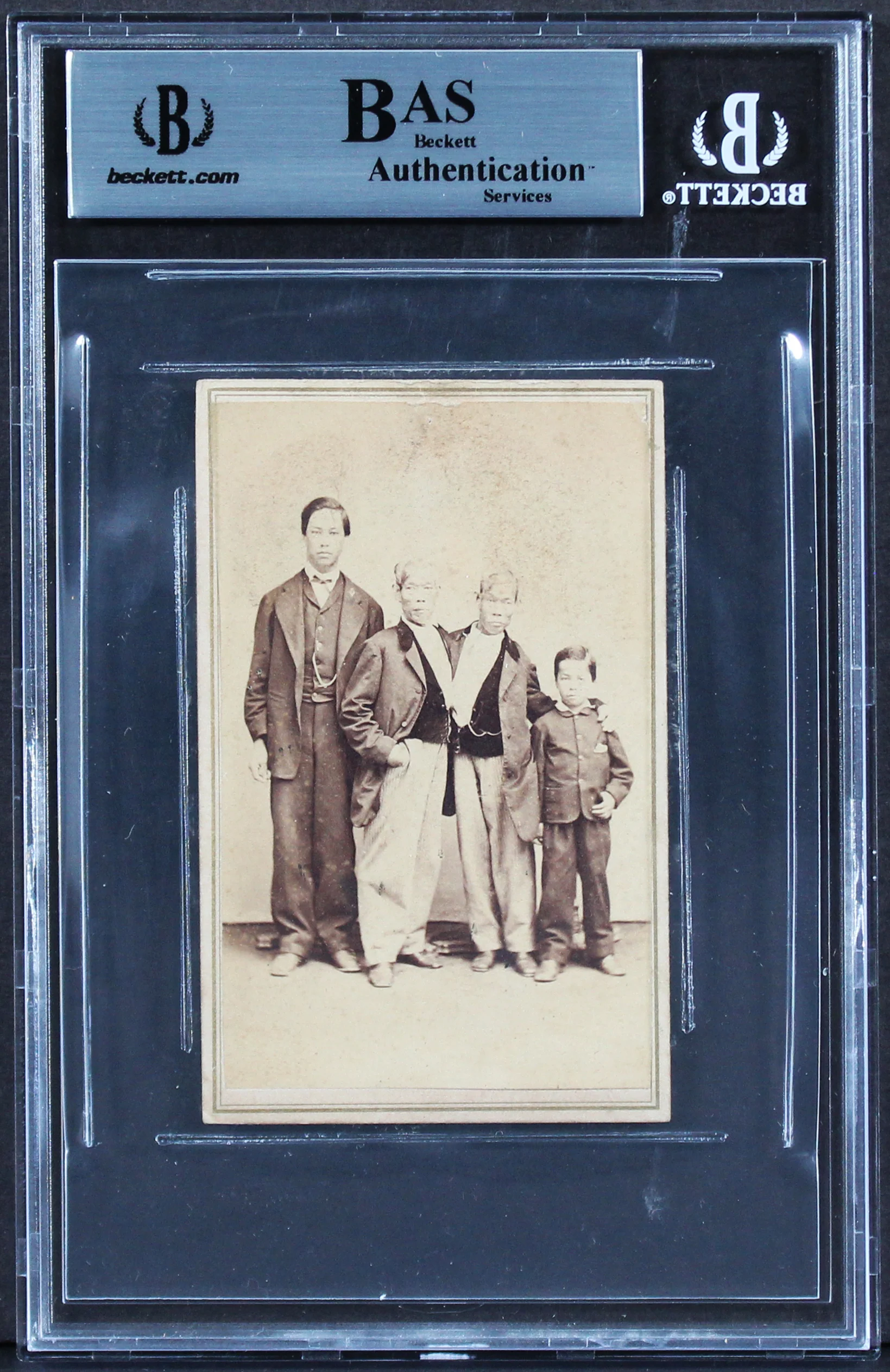 Eng & Chang Bunker Conjoined Twins Authentic Signed 2.35x3.85 Photo BAS Slabbed - Image 3