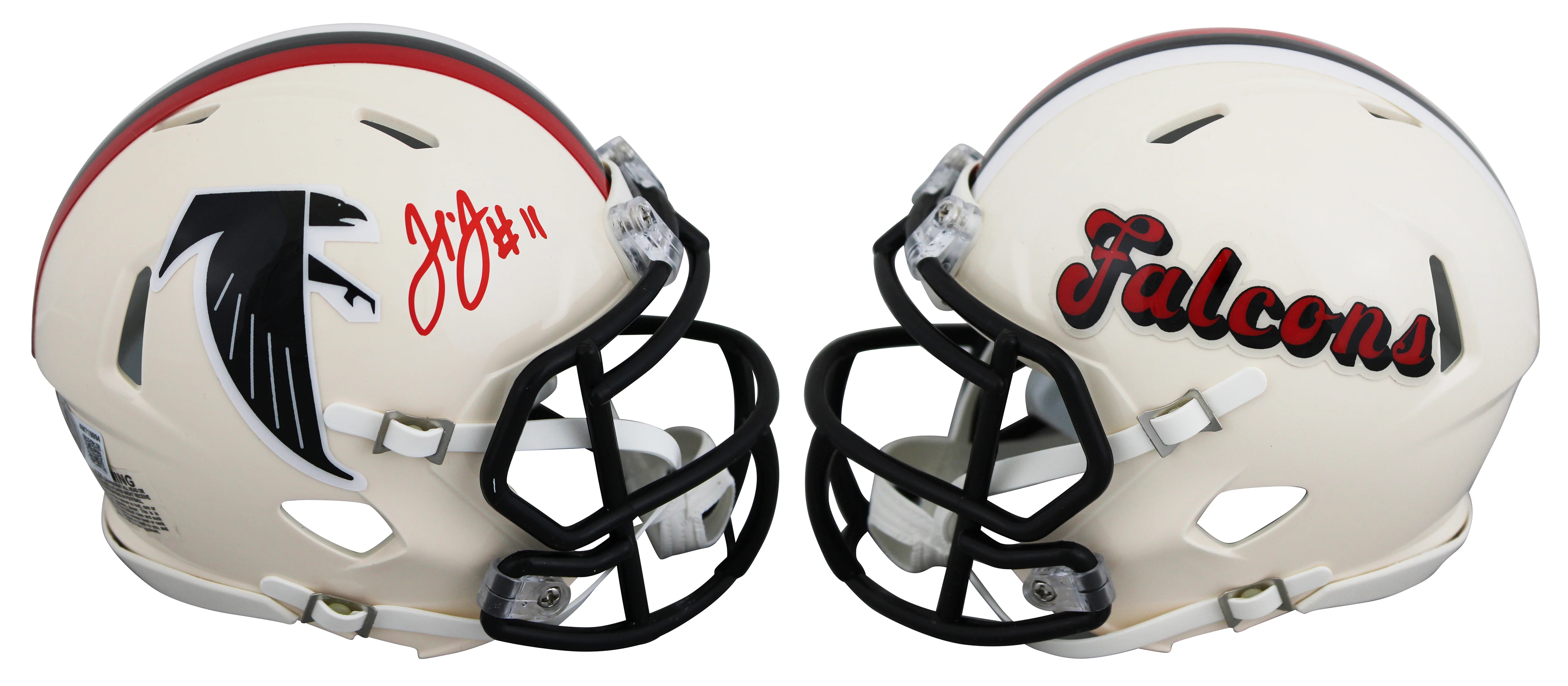 Falcons Julio Jones Signed Retro Speed Mini Helmet W/ Case BAS Witnessed - Image 3