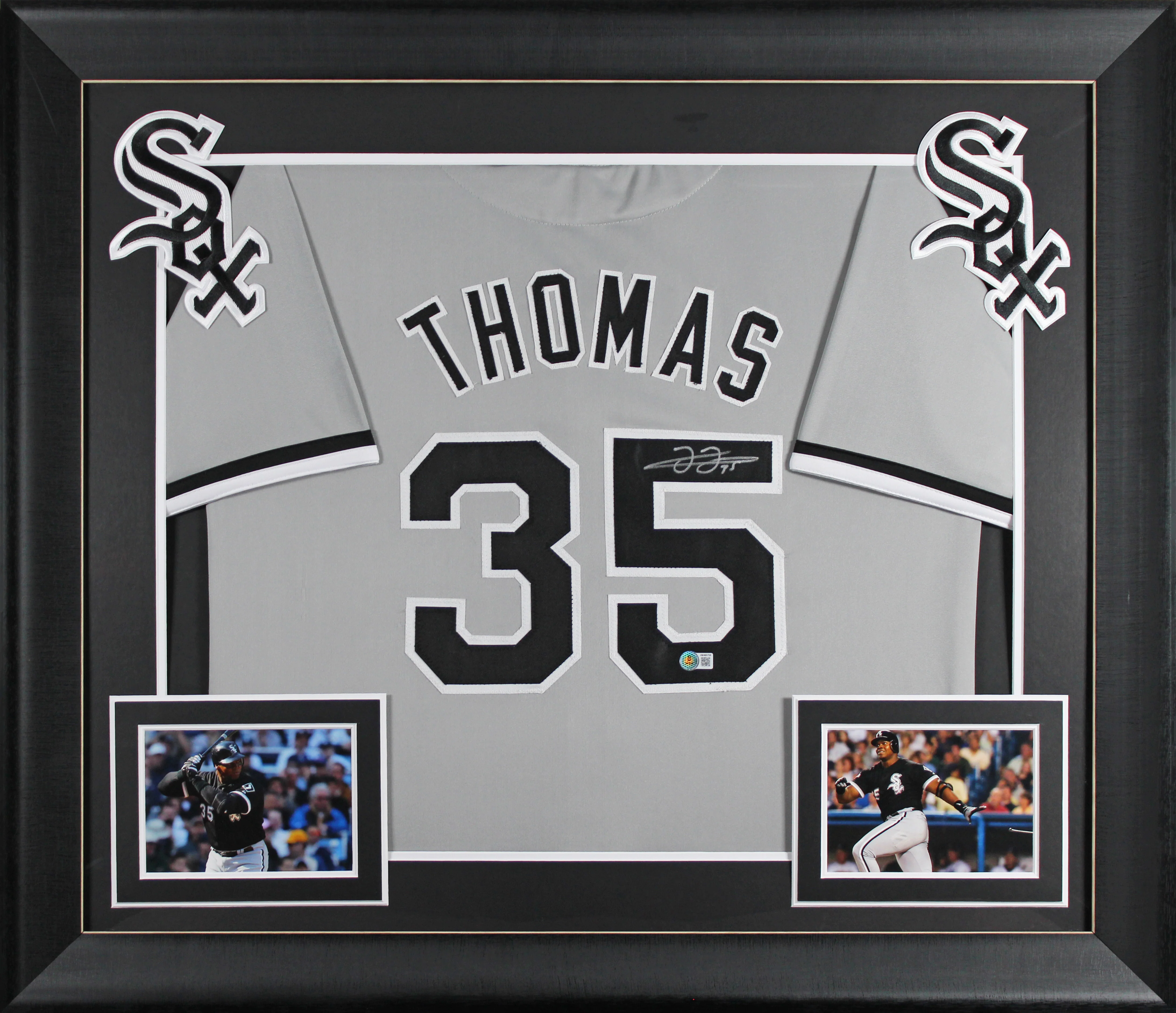 Frank Thomas Authentic Signed Grey Pro Style Framed Jersey BAS Witnessed