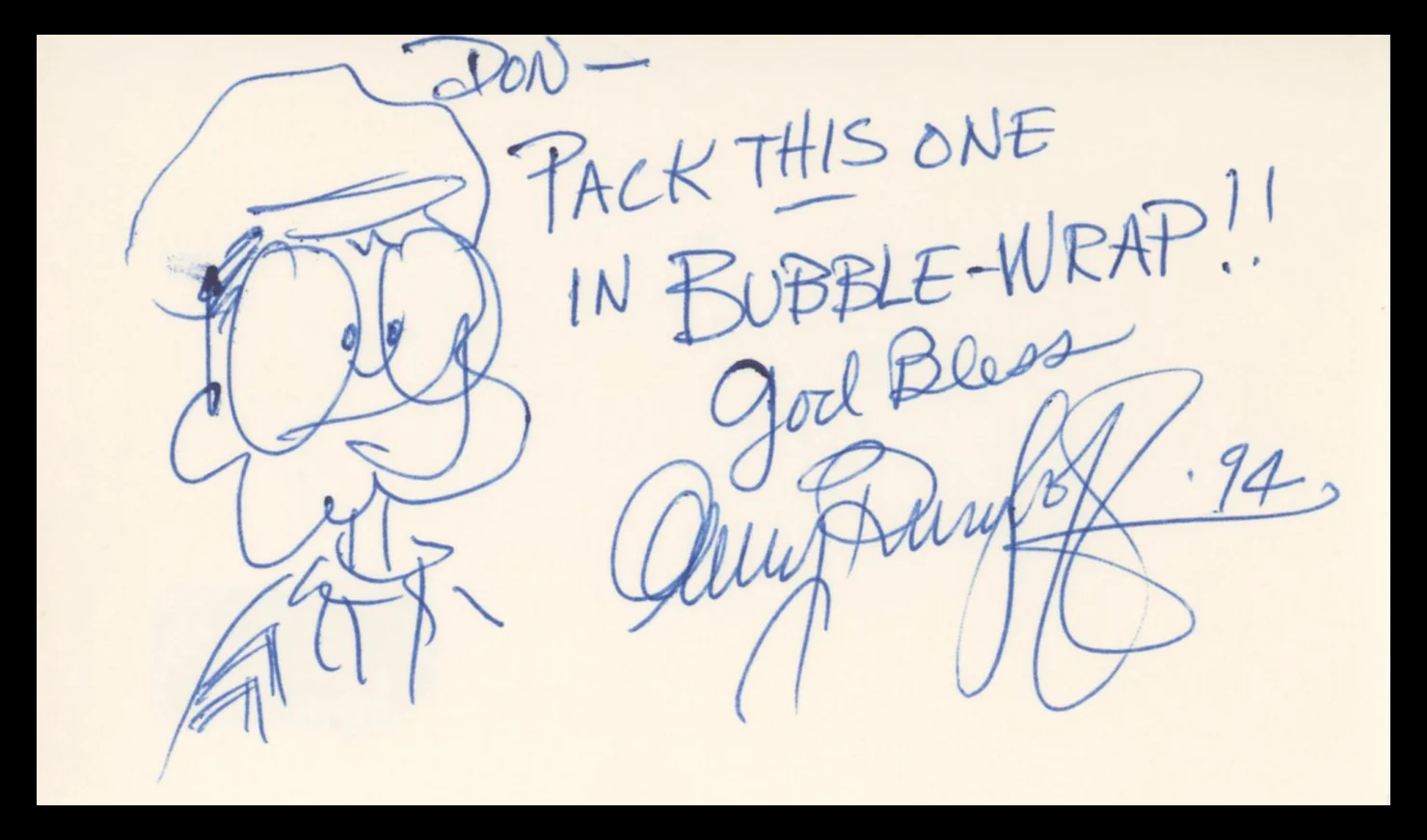 Gary Burghoff M*A*S*H Authentic Signed 3x5 Index Card w/ Sketch BAS #BV03320 - Image 2