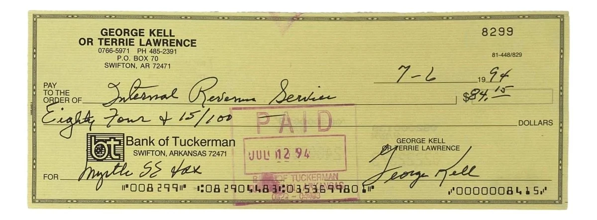 George Kell Detroit Tigers Signed Bank Check #8299 BAS - Image 5