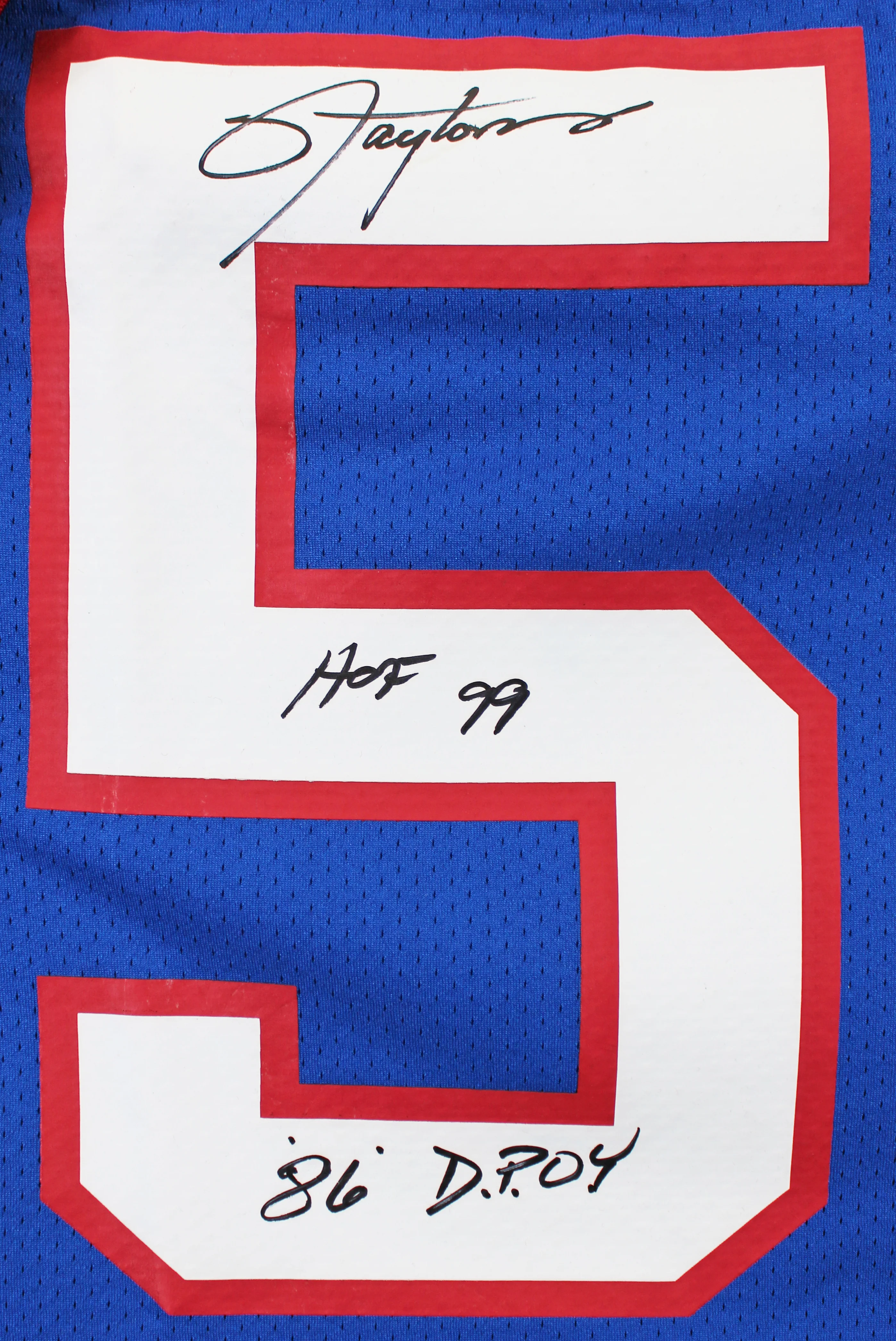 Giants Lawrence Taylor "2x Insc" Signed 1990 Blue M&N TB Authentic Jersey BAS - Image 2