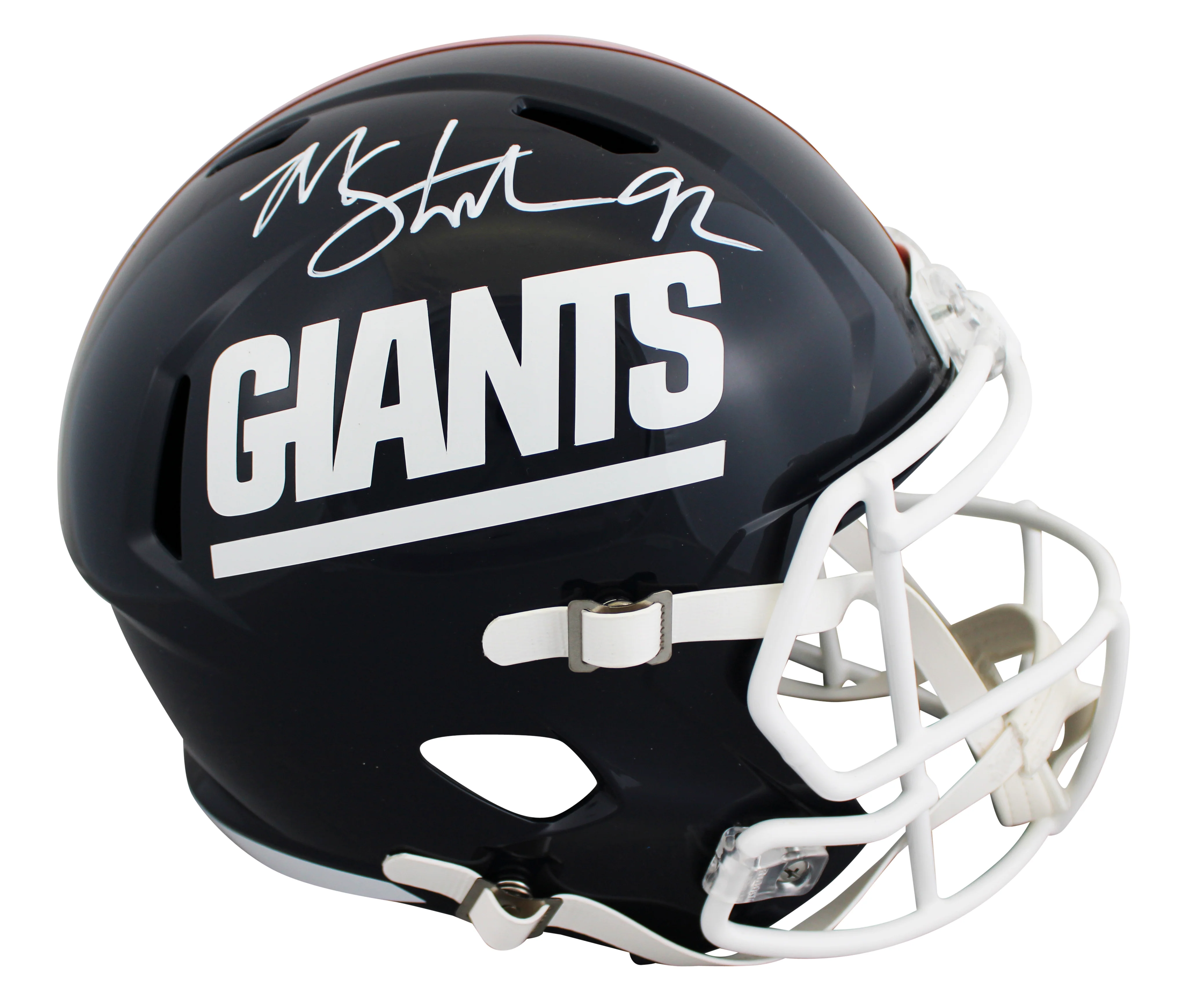 Giants Michael Strahan Signed 1981-99 TB Full Size Speed Rep Helmet BAS Witness - Image 2