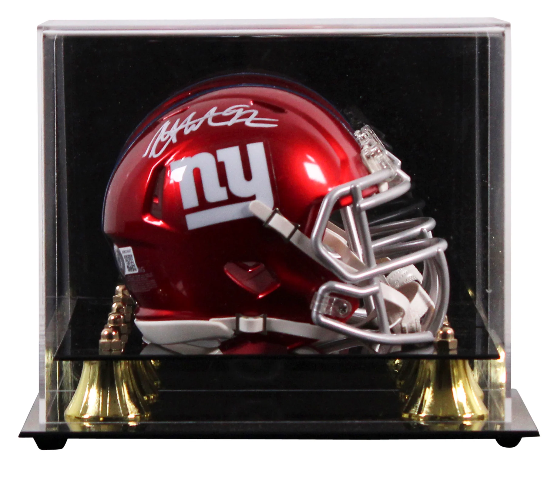Giants Michael Strahan Signed Flash Speed Mini Helmet W/ Case BAS Witnessed - Image 2