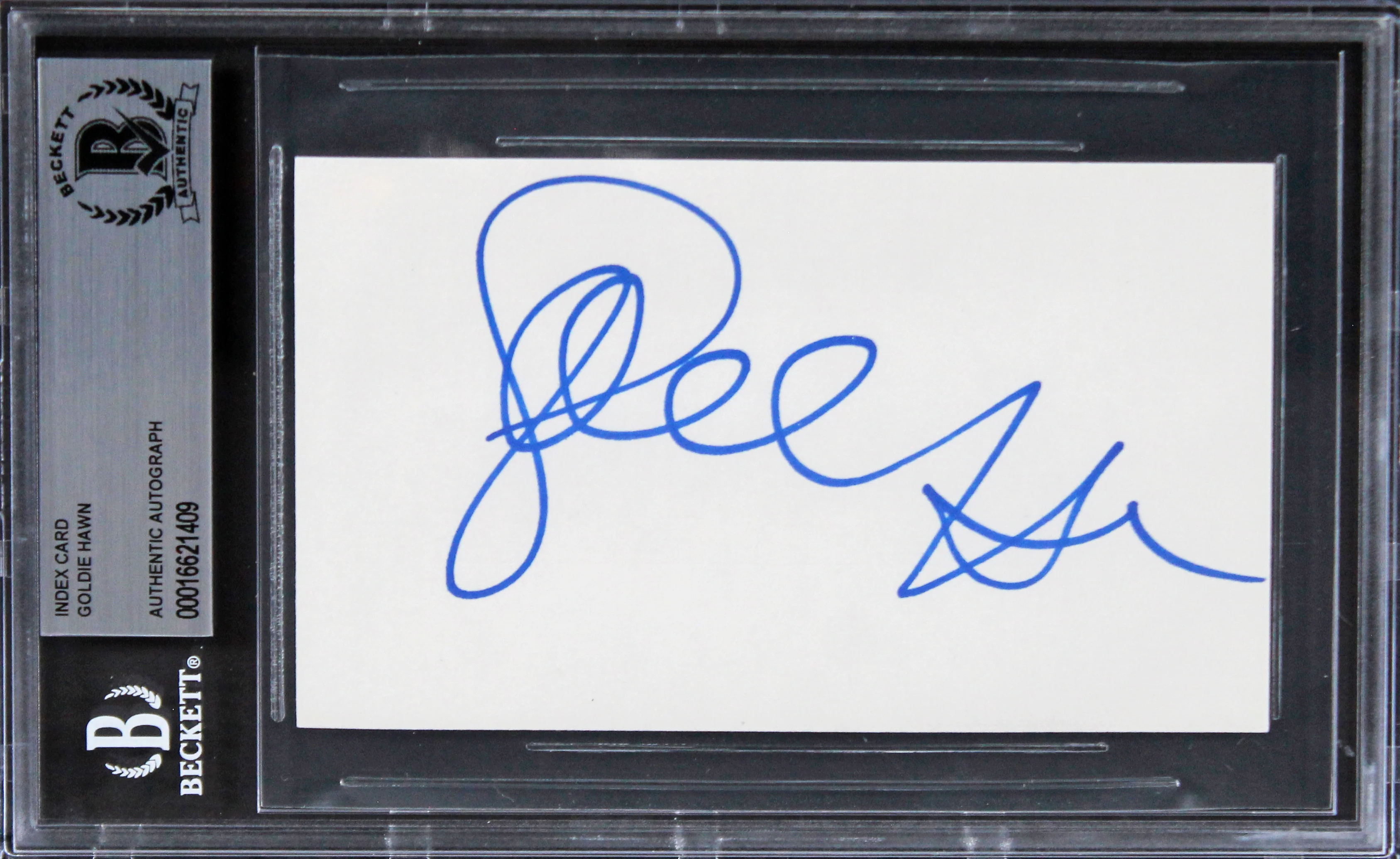 Goldie Hawn Overboard Authentic Signed 3x5 Index Card Autographed BAS Slabbed