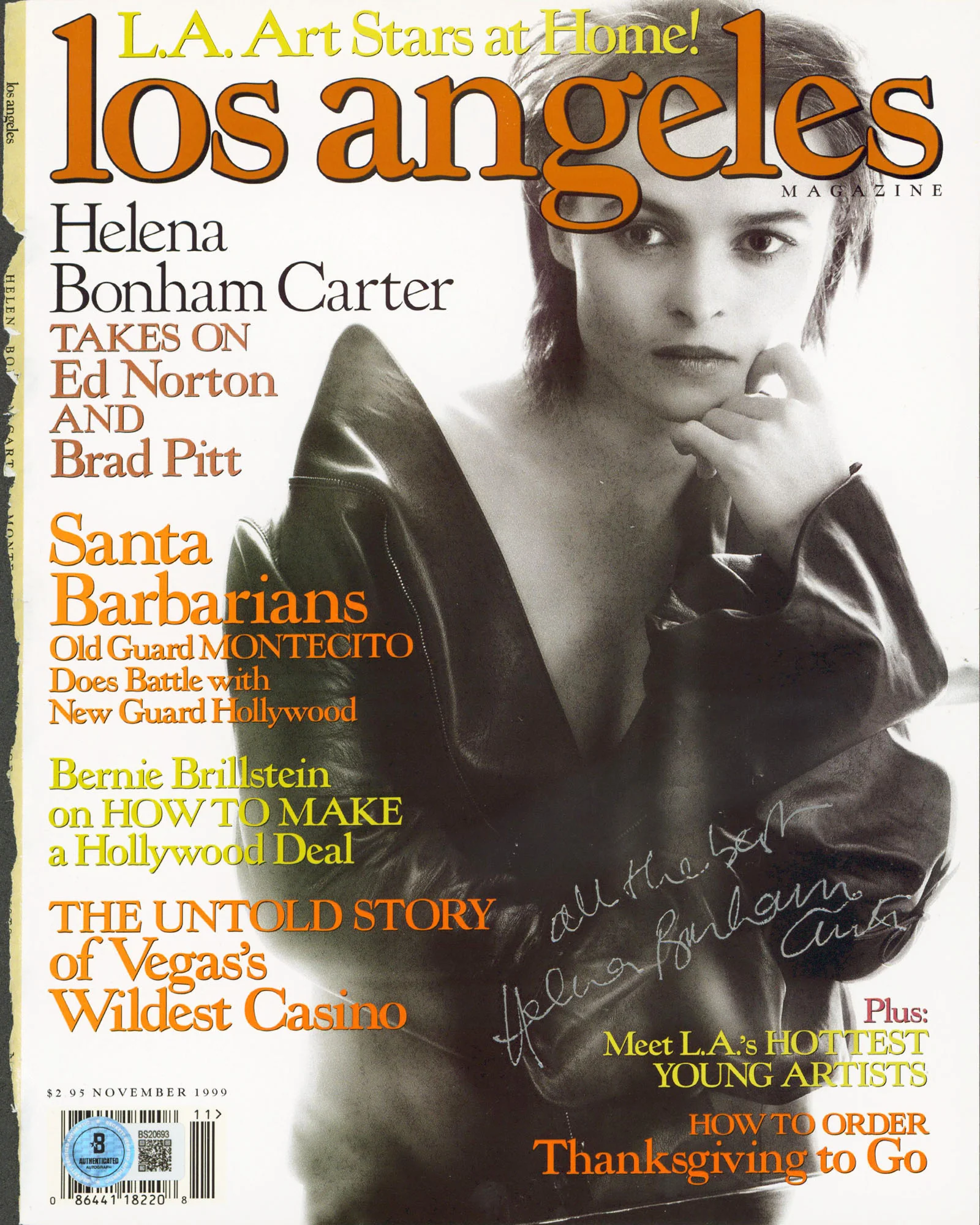 Helena Bonham Carter "All The.." Signed Nov. 1999 Los Angeles Magazine Cover BAS - Image 2