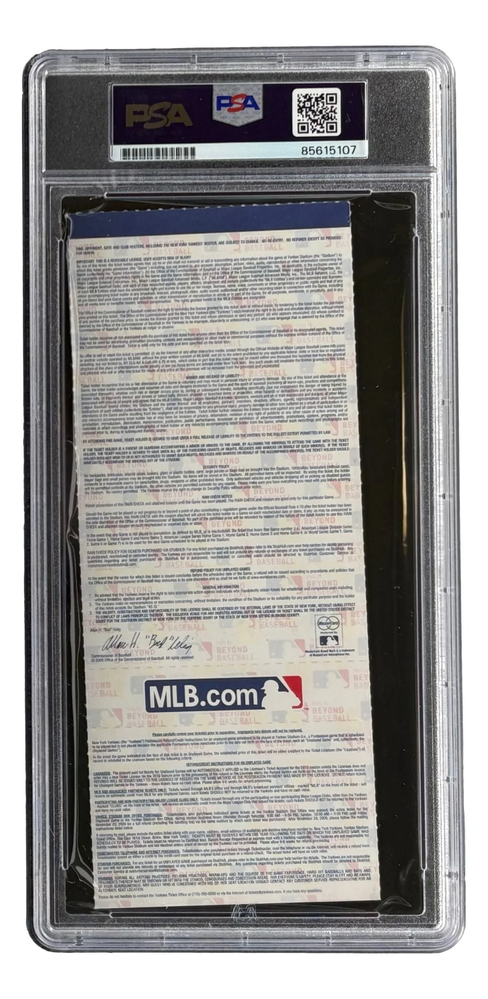 Hideki Matsui Signed NY Yankees 2009 World Series Game 6 Ticket 09 WS MVP PSA - Image 2