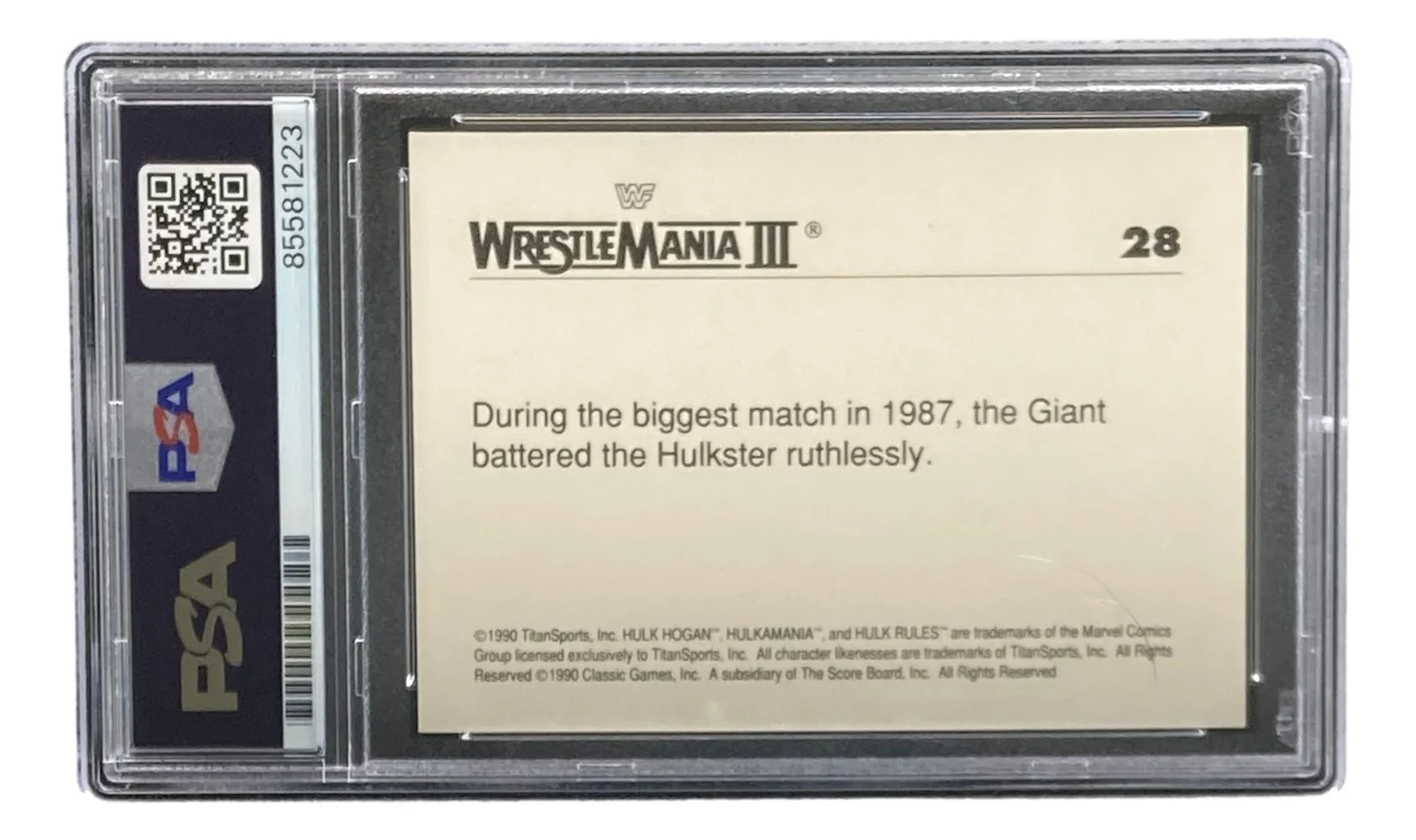Hulk Hogan Signed 1990 Classic WWF Wrestlemania #28 Trading Card PSA - Image 2