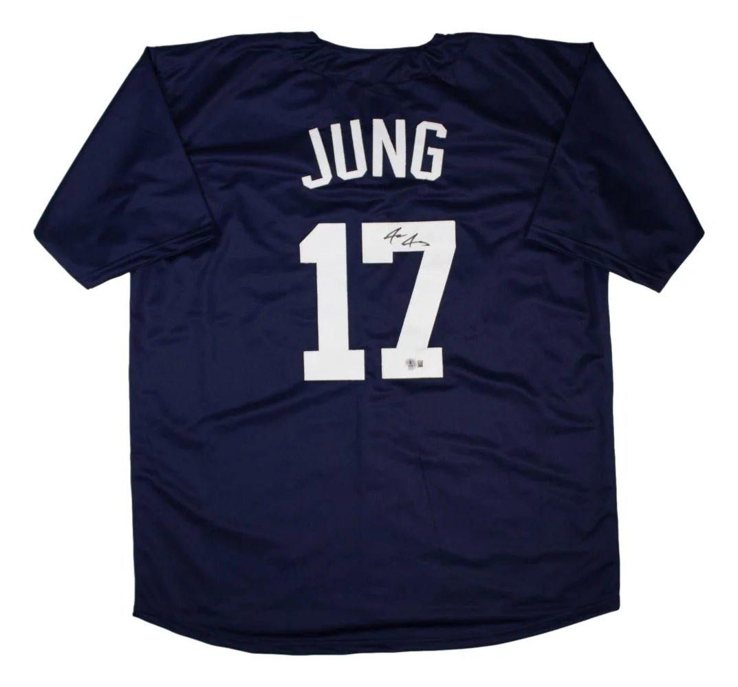 Jace Jung Detroit Signed Navy Baseball Jersey BAS
