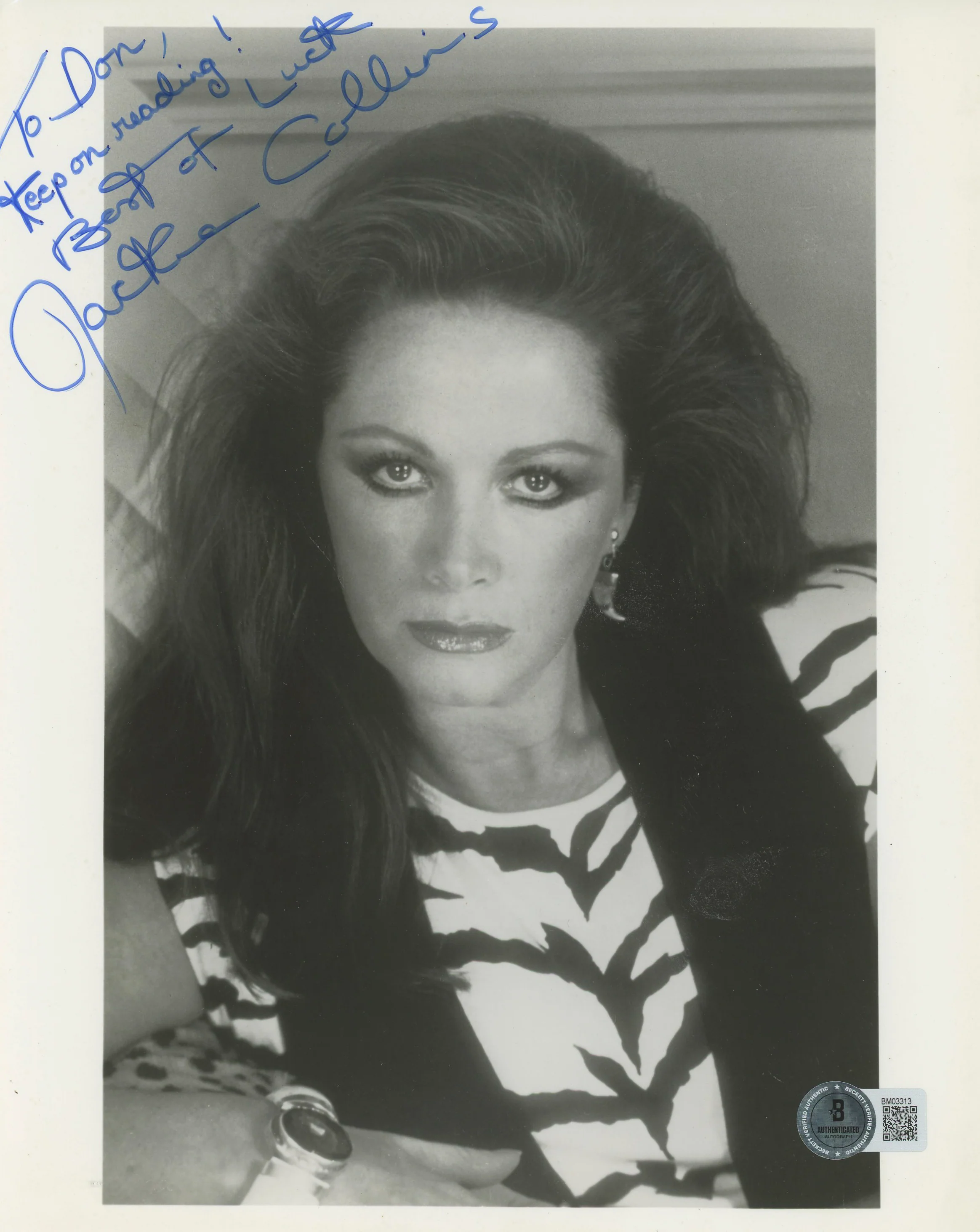 Jackie Collins Danger Man "Keep On Reading " Signed 8x10 Photo BAS #BM03313 - Image 2
