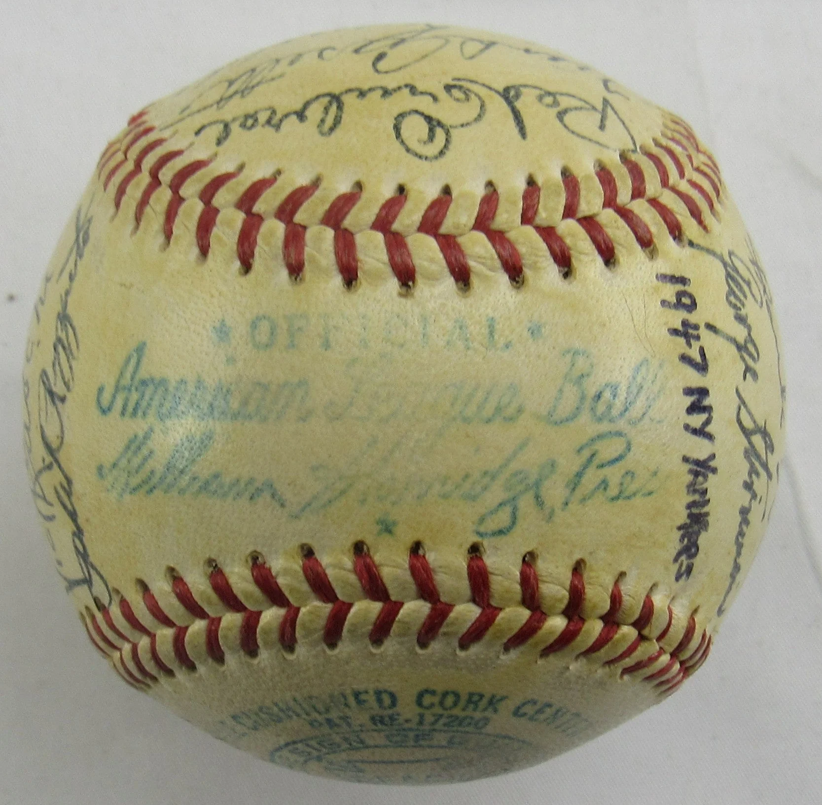 Joe DiMaggio, Yogi Berra, Phil Rizzuto +23 1948 Yankees Team Signed Auto Rawlings Baseball JSA LOA ZZ82757 - Image 3