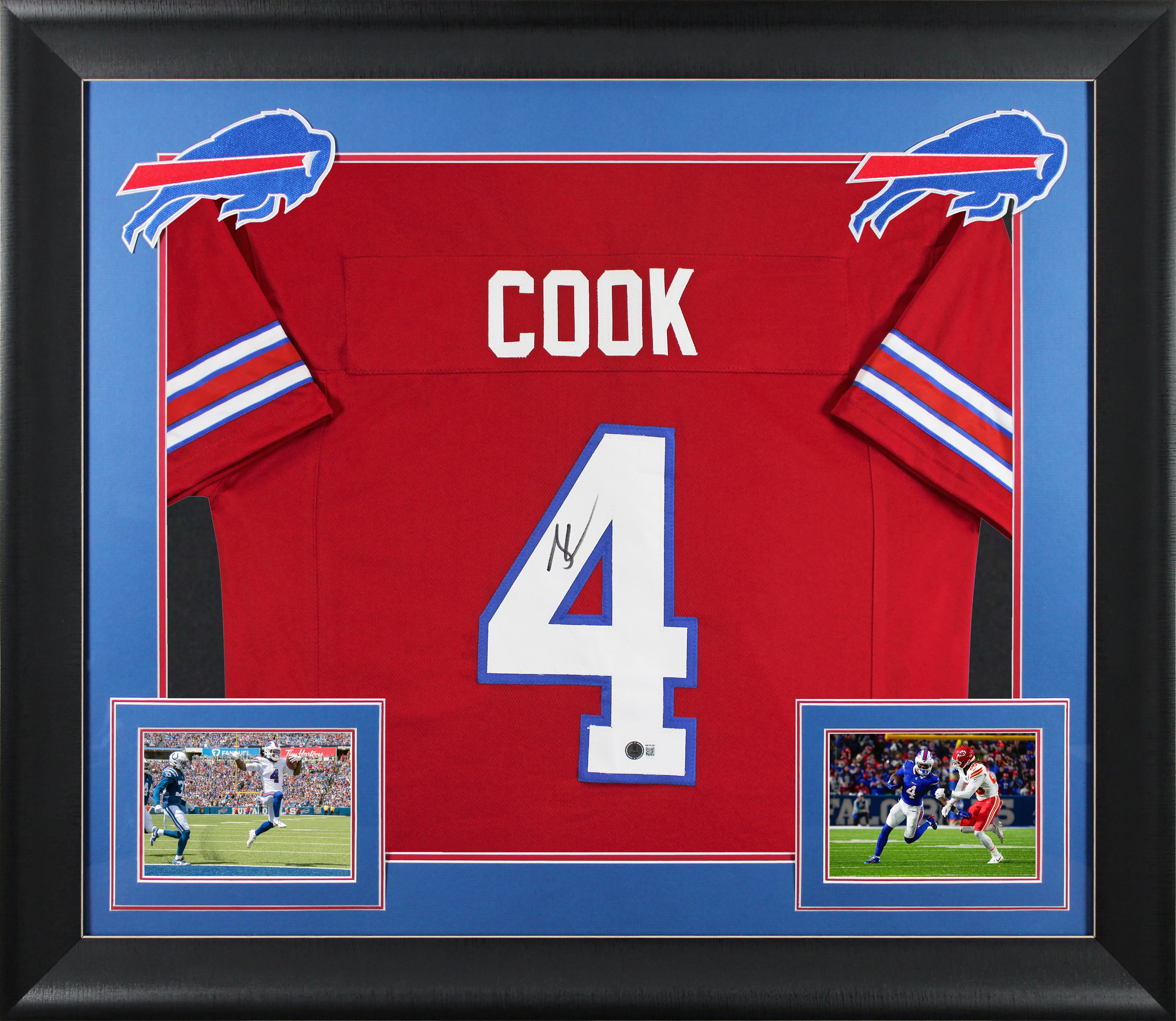 James Cook Authentic Signed Red Pro Style Framed Jersey Autographed BAS - Image 2