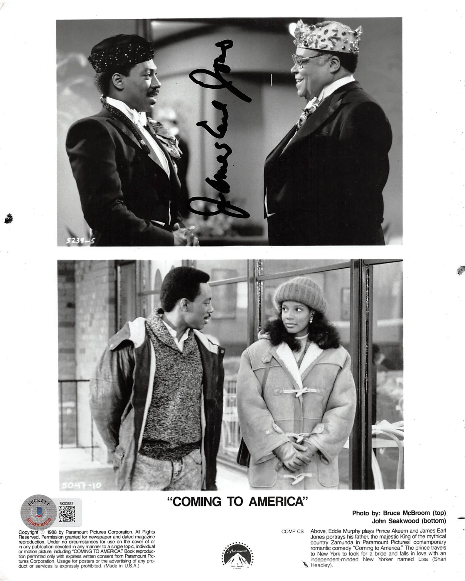 James Earl Jones Coming to America Authentic Signed 8x10 Photo BAS #BK03887 - Image 2