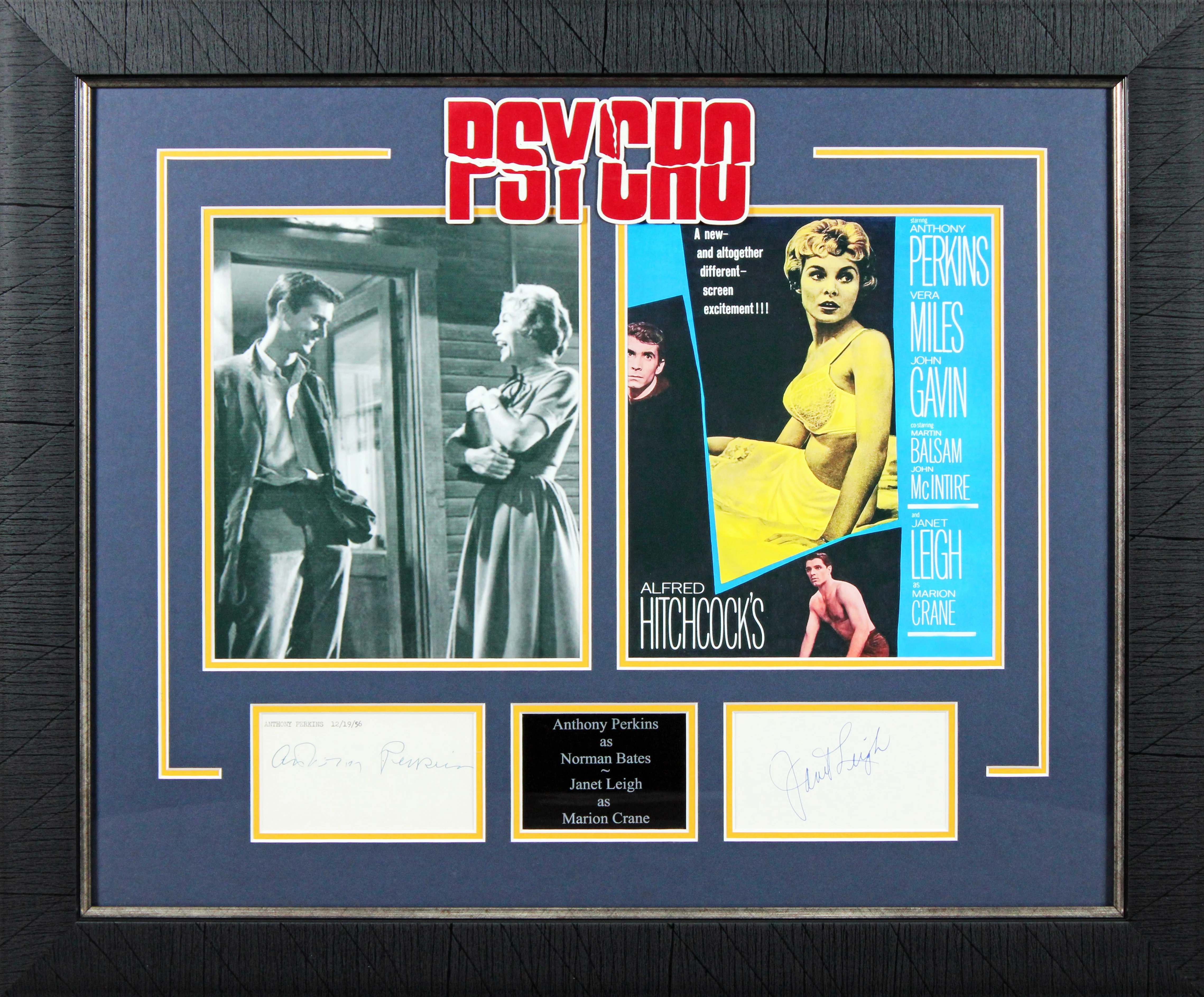 Janet Leigh & Anthony Perkins Psycho Signed & Framed 3x5 Index Card BAS #AE09345 - Image 2