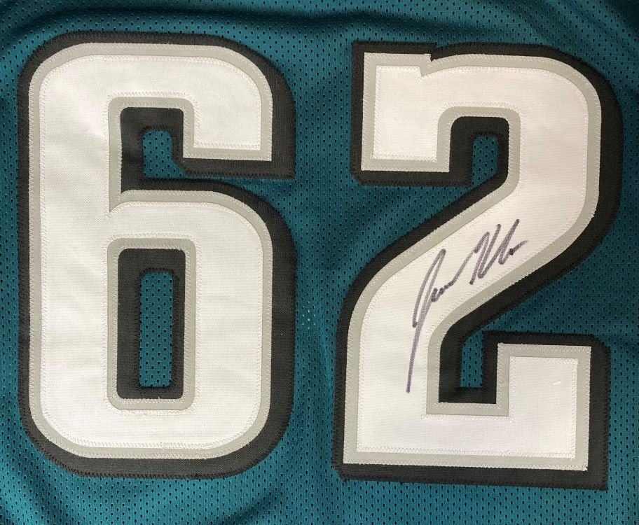 Jason Kelce Philadelphia Twice Signed Green Football Jersey PSA ITP Hologram - Image 3