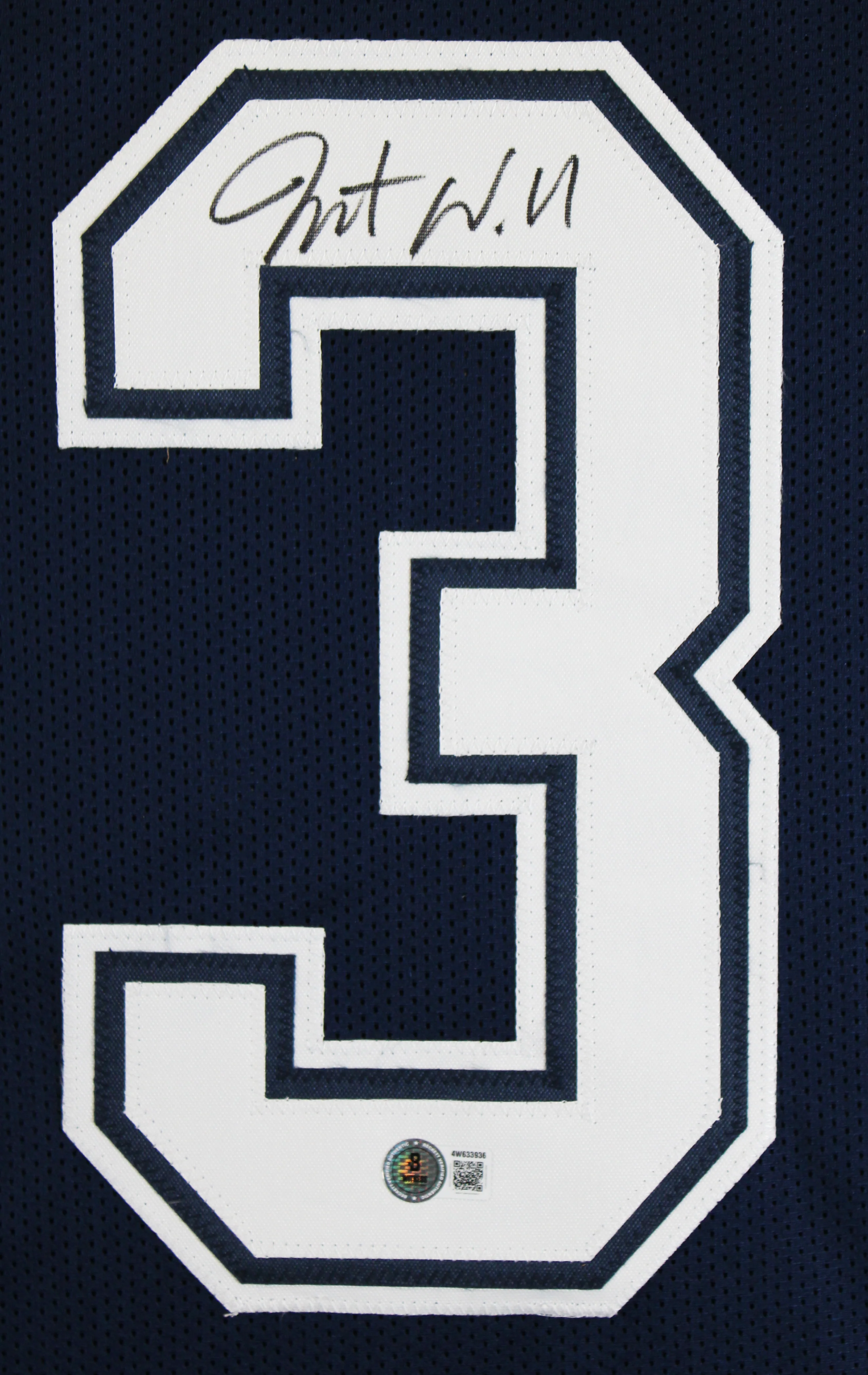 Javonte Williams Authentic Signed Navy Pro Style Jersey Autographed BAS Witness - Image 3