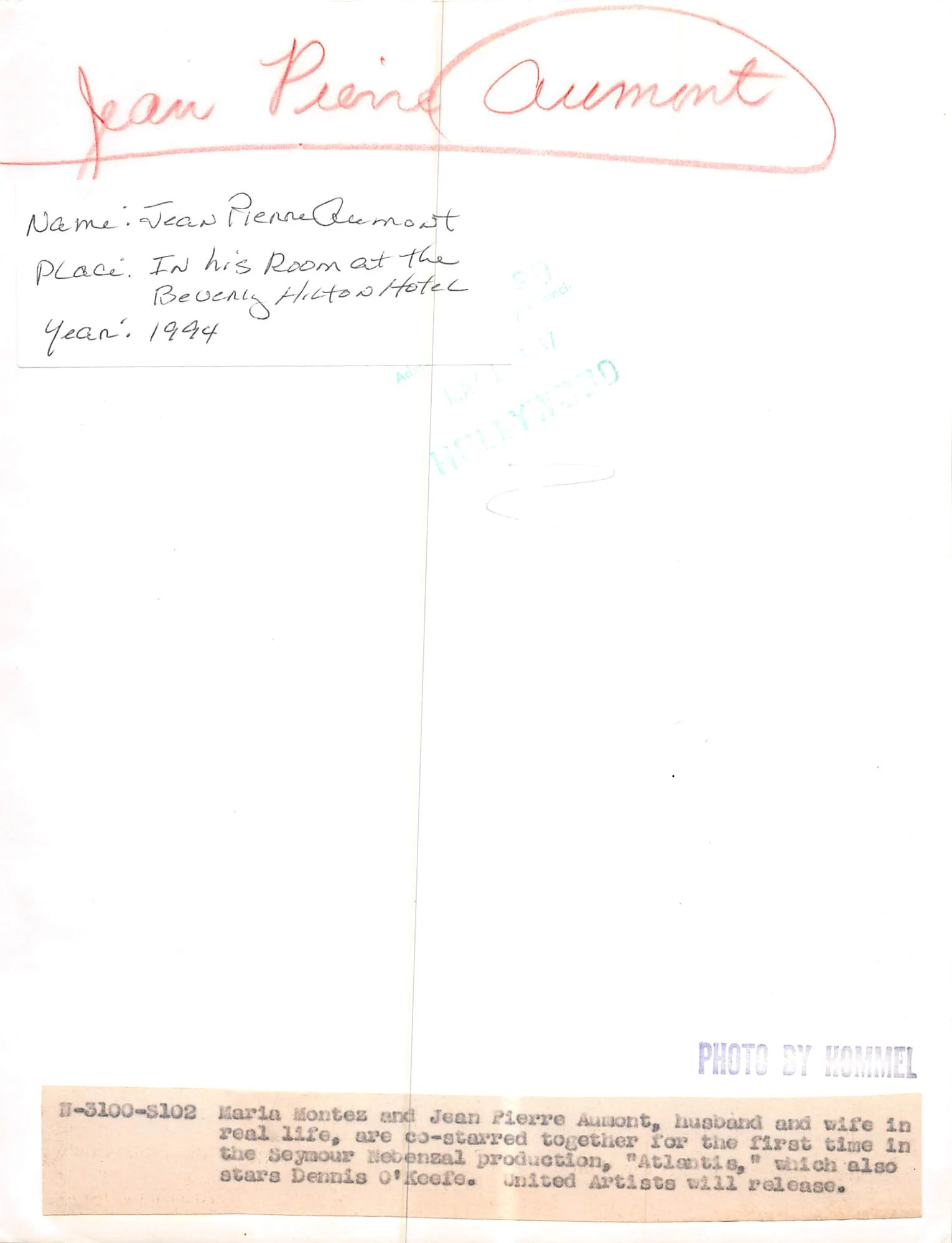 Jean Pierre Aumont Atlantis Authentic Signed 8x10 Photo Autographed BAS #BN29222 - Image 3