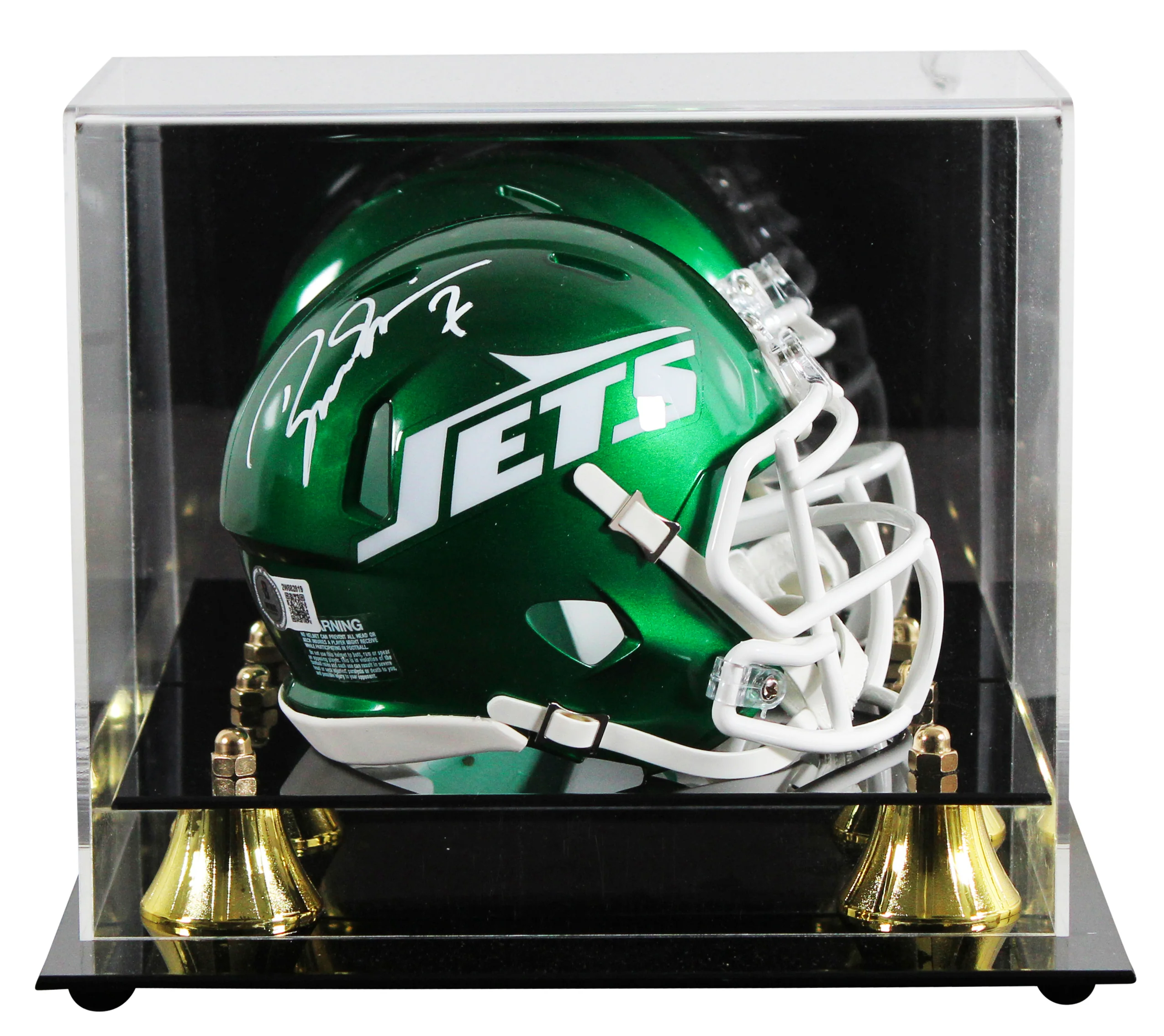 Jets Boomer Esiason Authentic Signed Speed Mini Helmet W/ Case BAS Witnessed - Image 2