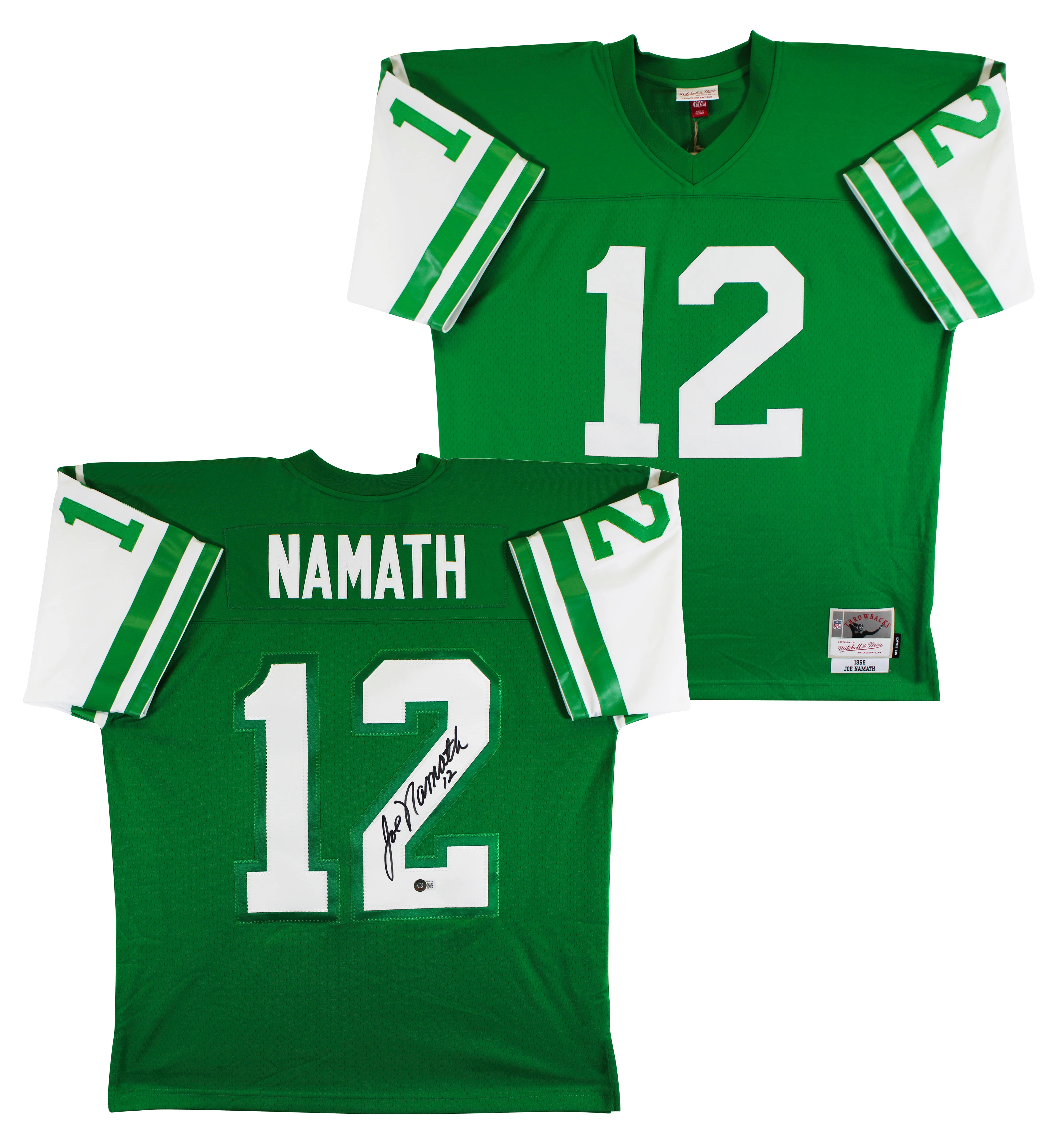 Jets Joe Namath Authentic Signed Green Mitchell & Ness Jersey Autographed BAS 2 - Image 2