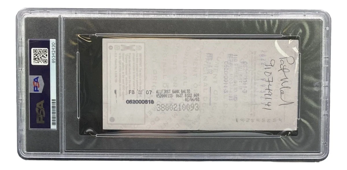 Johnny Unitas Baltimore Colts Signed Bank Check #7607 PSA - Image 2