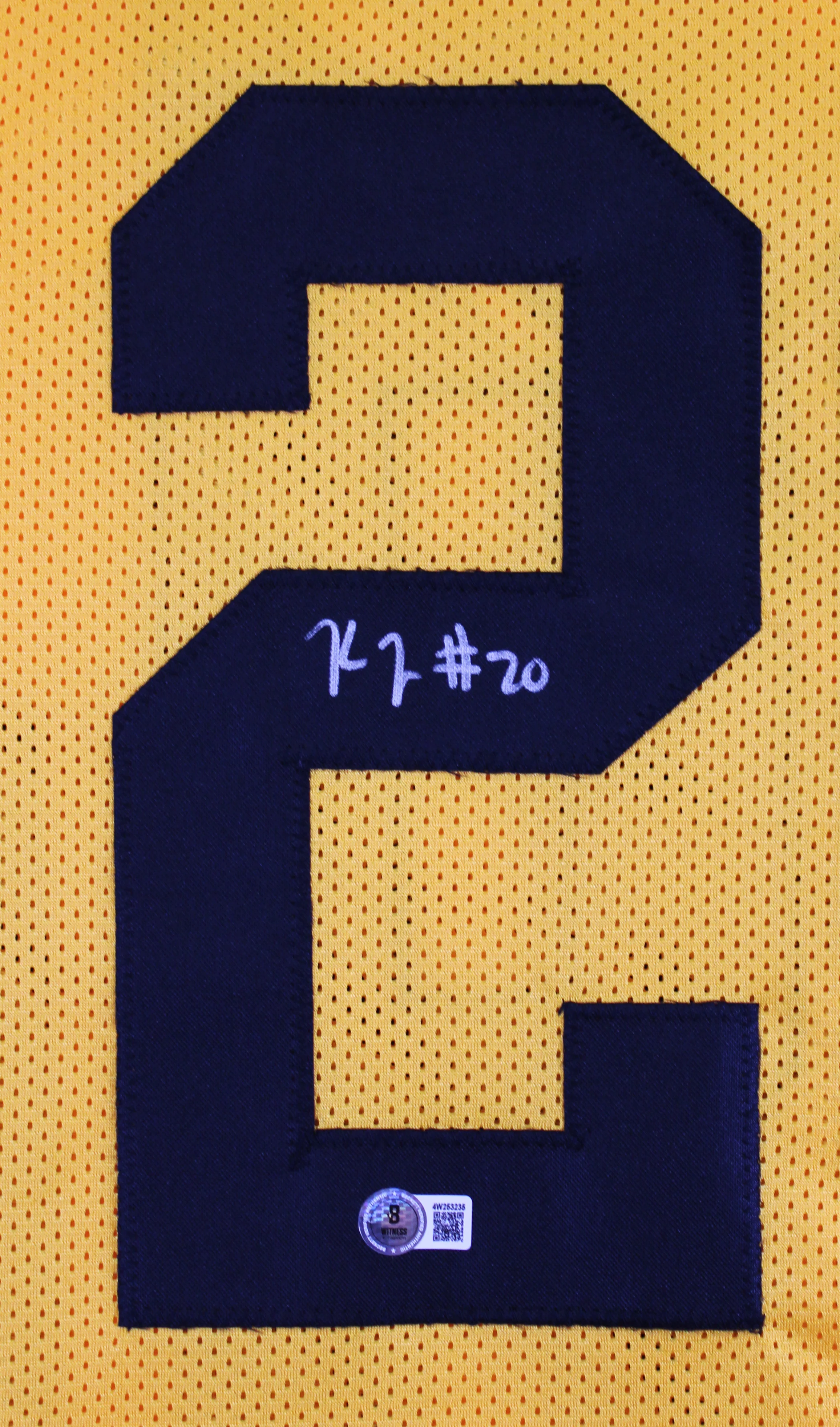 Kaleb Johnson Authentic Signed Yellow Pro Style Jersey Autographed BAS Witnessed - Image 3