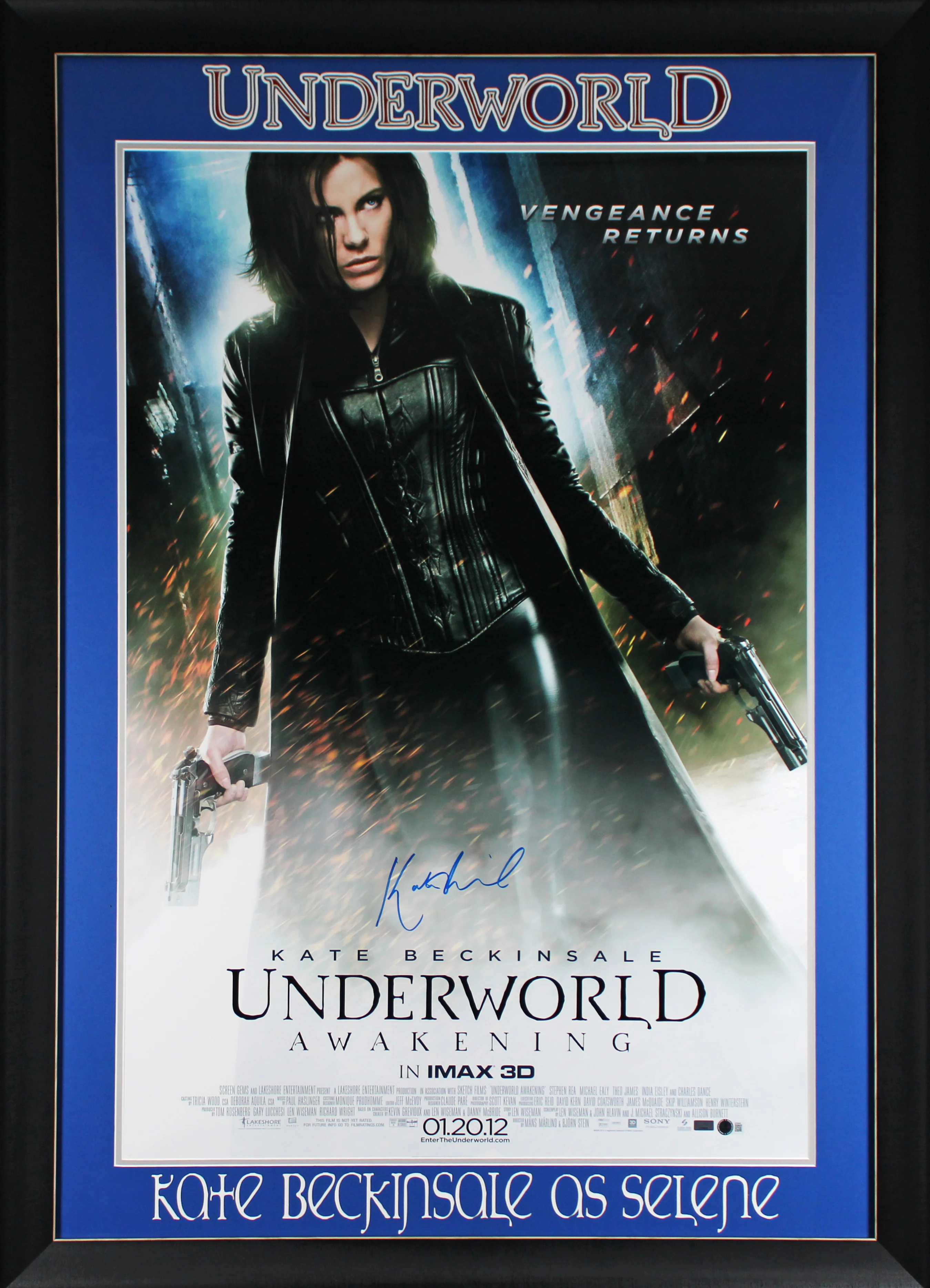 Kate Beckinsale Underworld Awakening Authentic Signed & Framed 27x40 Poster BAS - Image 2