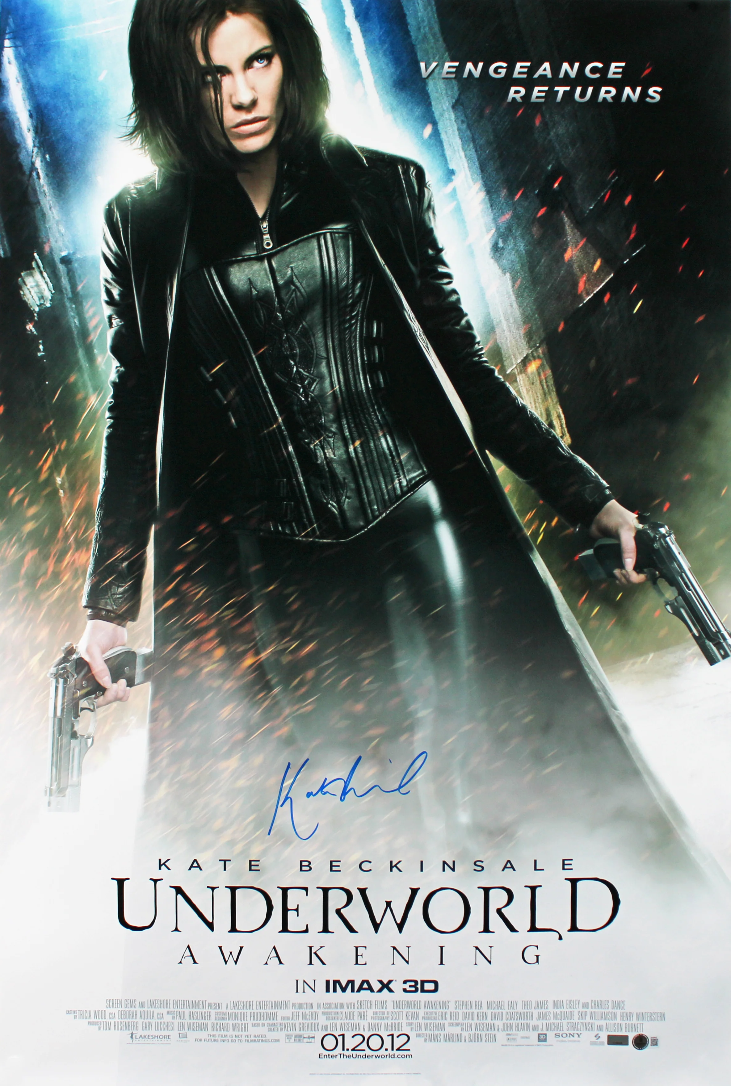 Kate Beckinsale Underworld Awakening Authentic Signed & Framed 27x40 Poster BAS - Image 3