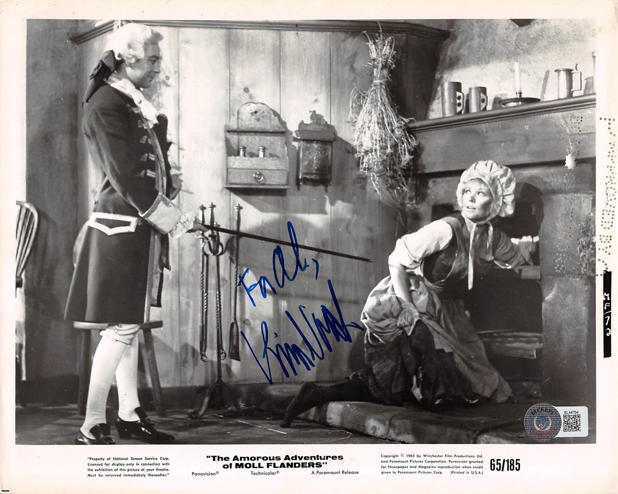 Kim Novak The Amorous Adventures of Moll Flanders Signed 8x10 Photo BAS #BL44764 - Image 2
