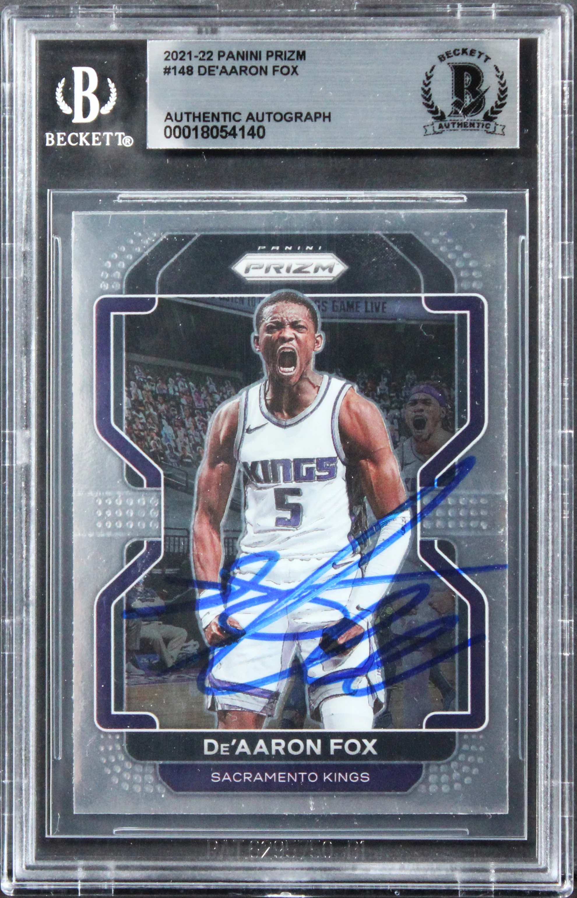 Kings De'Aaron Fox Authentic Signed 2021 Panini Prizm #148 Card BAS Slabbed