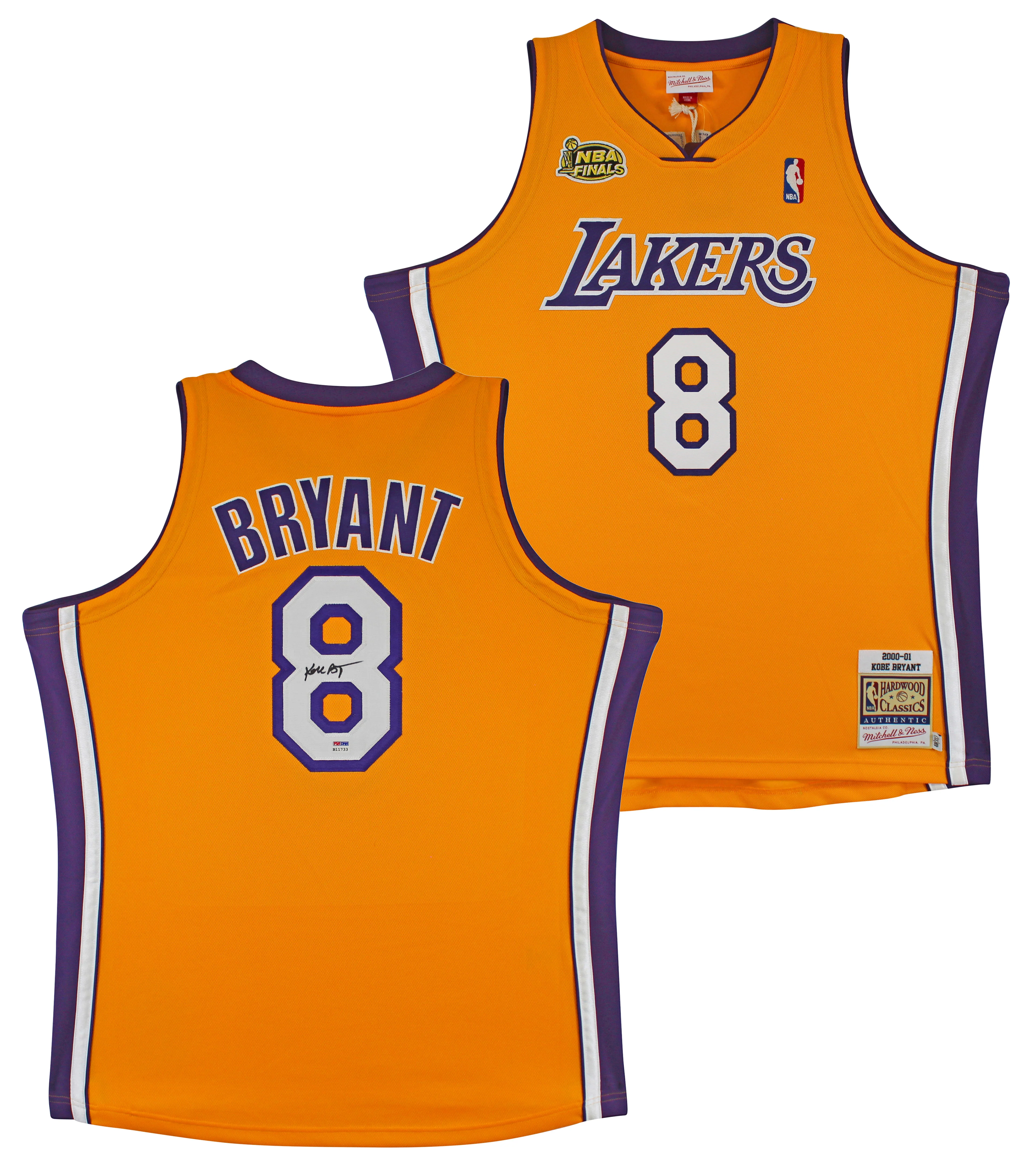 Lakers Kobe Bryant Signed Yellow M&N 2000-01 HWC Authentic Jersey PSA #B11733 - Image 2