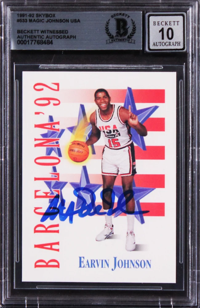 Lakers Magic Johnson Authentic Signed 1991 Skybox #533 Card Auto 10! BAS Slabbed - Image 2