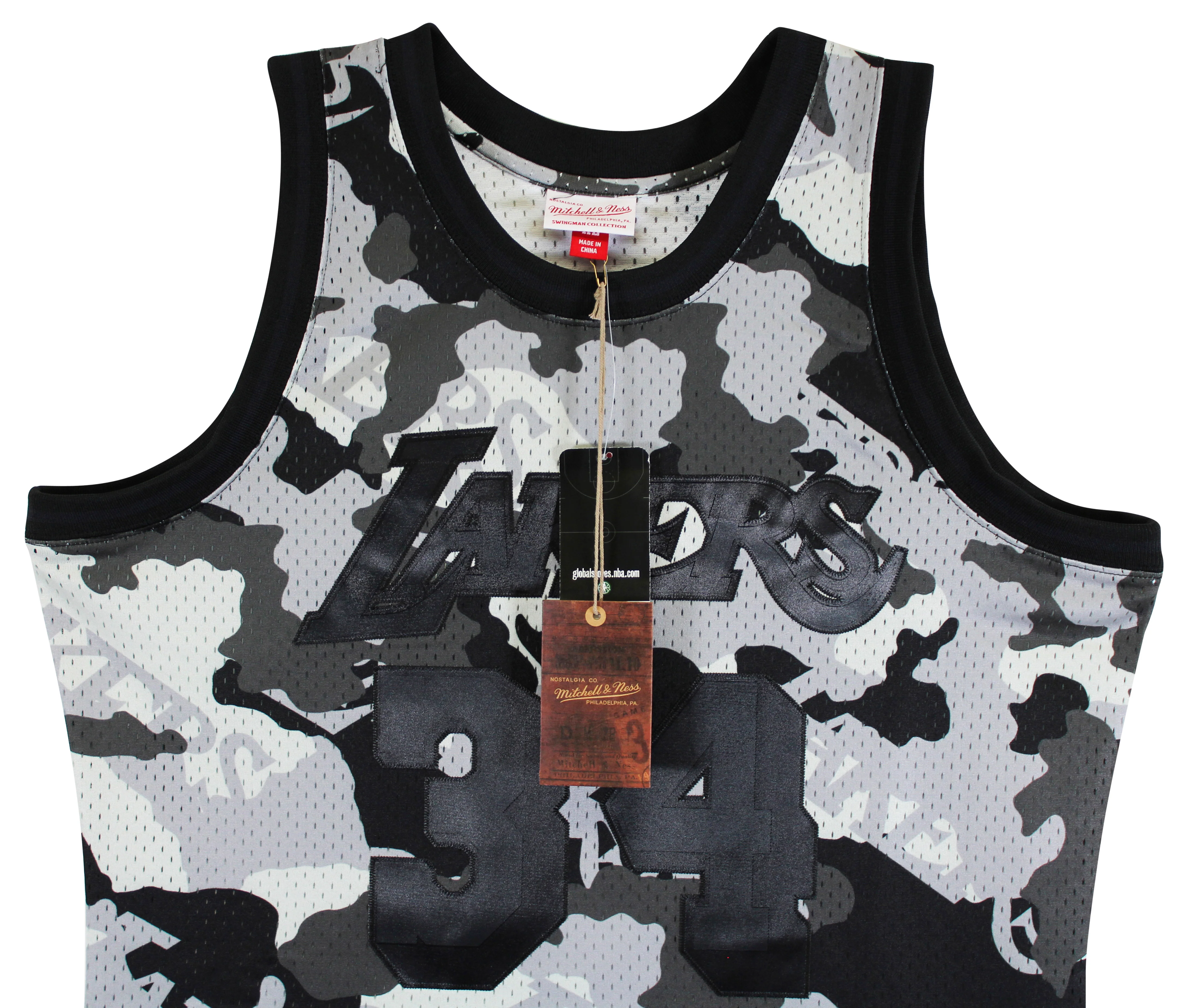 Lakers Shaquille O'Neal Signed Alt Camo M&N 1996-97 HWC Swingman Jersey BAS Wit - Image 6