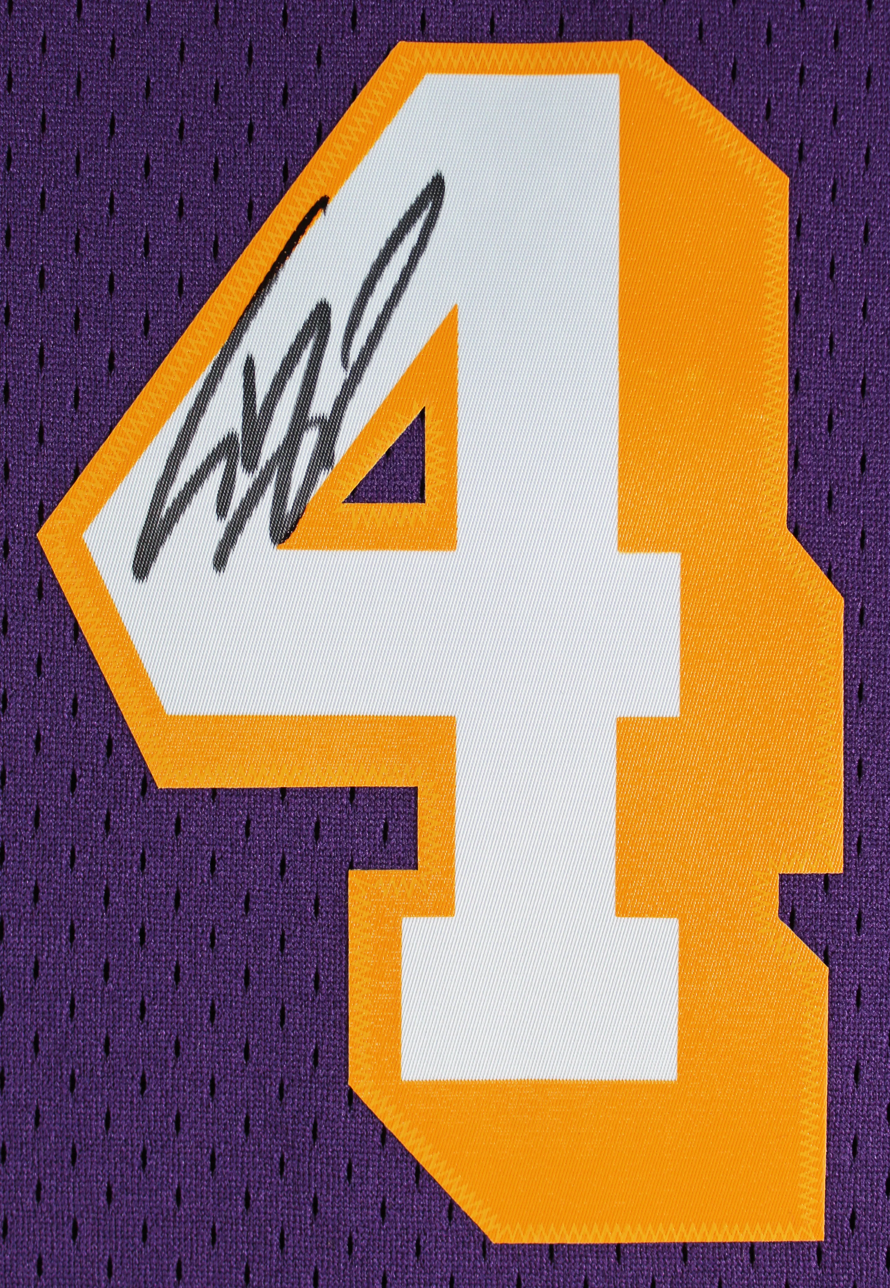 Lakers Shaquille O'Neal Signed Purple M&N 1996-97 TB HWC Framed Jersey BAS Wit - Image 3