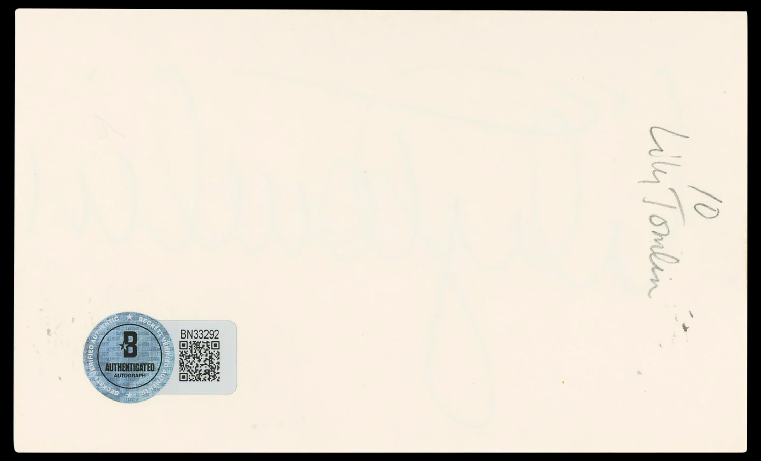 Lily Tomlin Grace & Frankie Authentic Signed 3x5 Index Card BAS #BN33292 - Image 3
