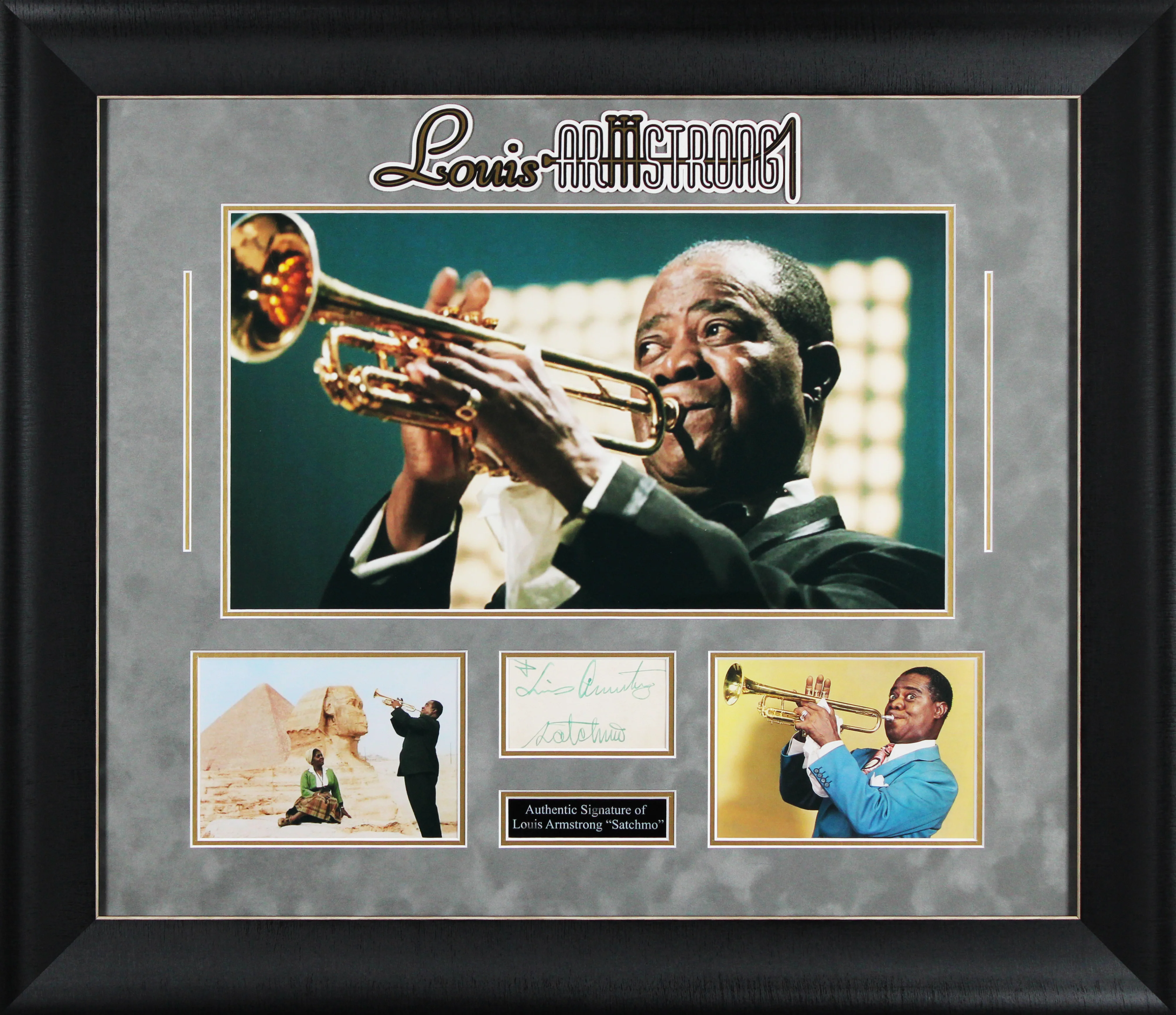 Louis Armstrong "Satchmo" Signed & Framed 3x4.5 Cut Signature BAS #AE13381 - Image 2