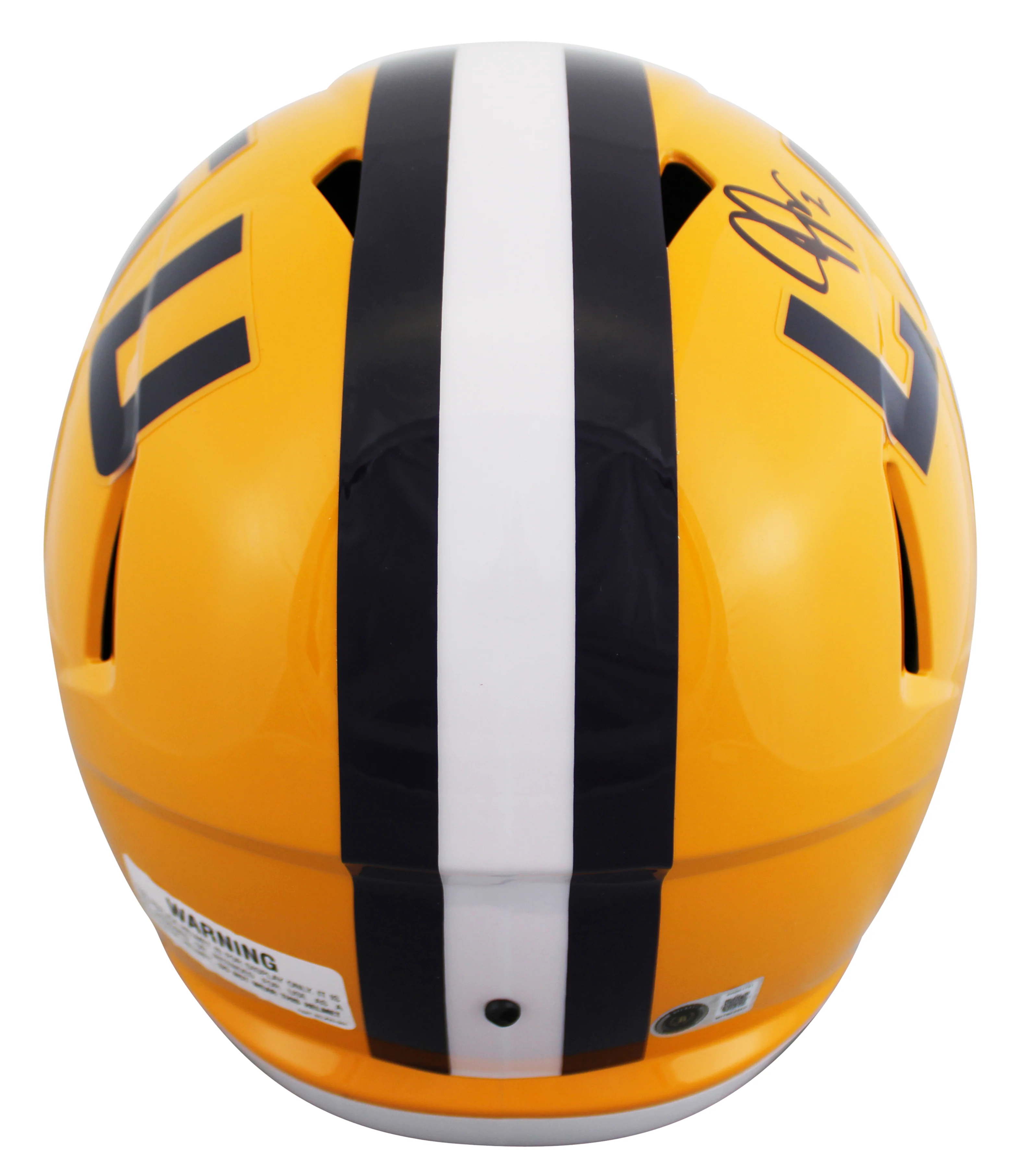 LSU Justin Jefferson Signed Yellow Full Size Speed Rep Helmet W/ Case BAS Wit - Image 4