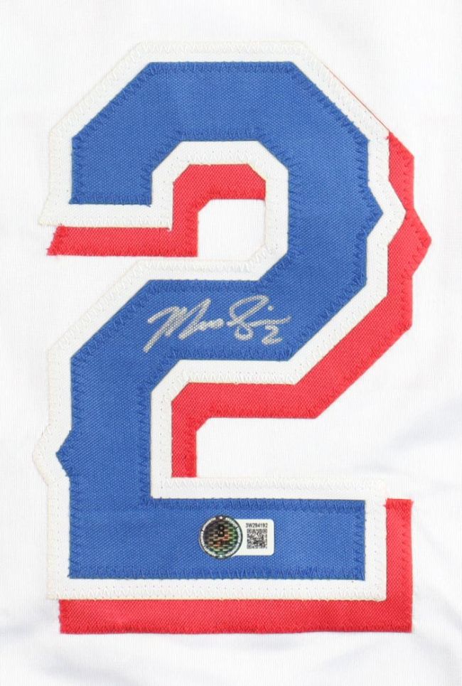 Marcus Semien Texas Signed White Baseball Jersey BAS - Image 2