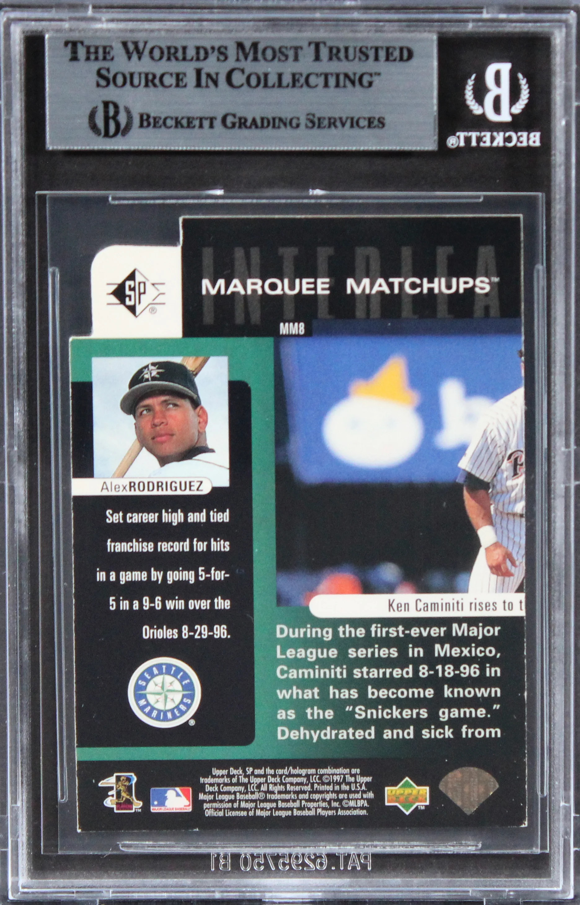Mariners Alex Rodriguez Auth Signed 1997 SP Marquee Matchups #MM8 Card BAS Slab - Image 3