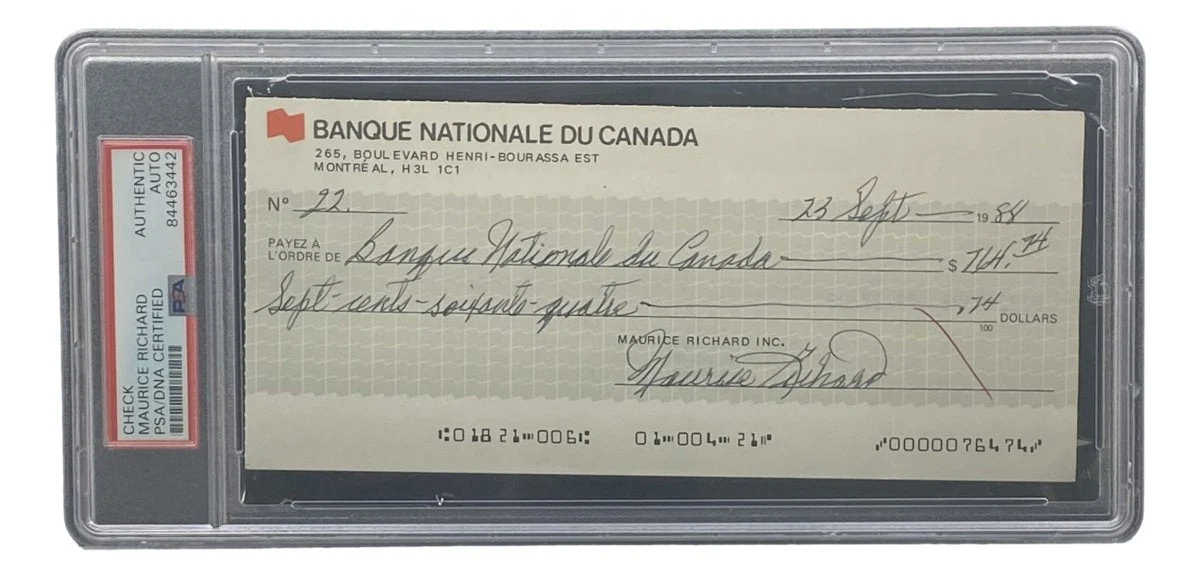Maurice Richard Signed Montreal Canadiens Bank Check #22 PSA/DNA - Image 4