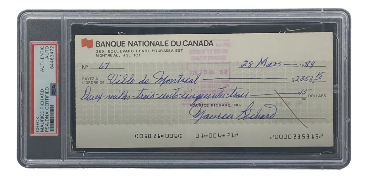 Maurice Richard Signed Montreal Canadiens Bank Check #67 PSA/DNA - Image 3