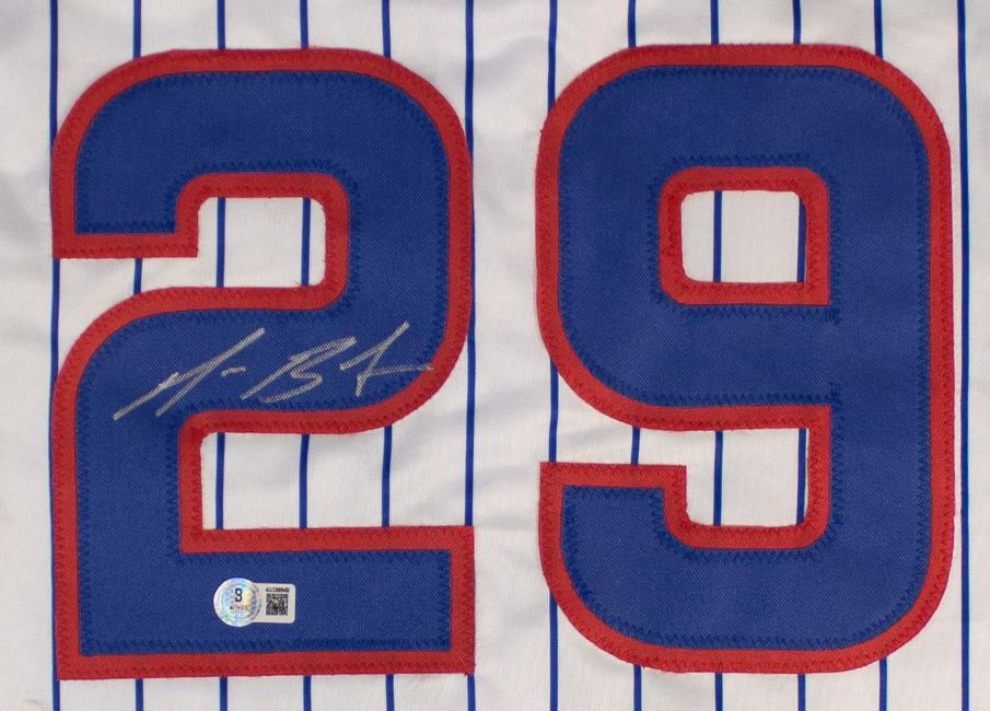 Michael Busch Chicago Signed White Baseball Jersey BAS - Image 2